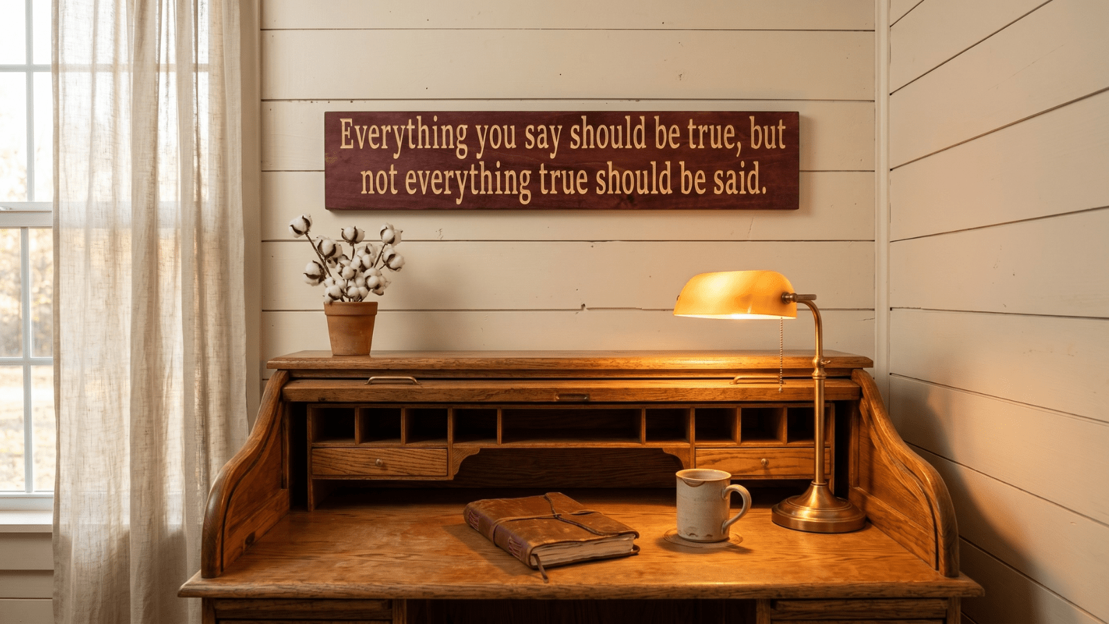 The Wisest Quote Sign for Office or Home: Why Not Everything True Should Be Said | Bluegrass Gifts