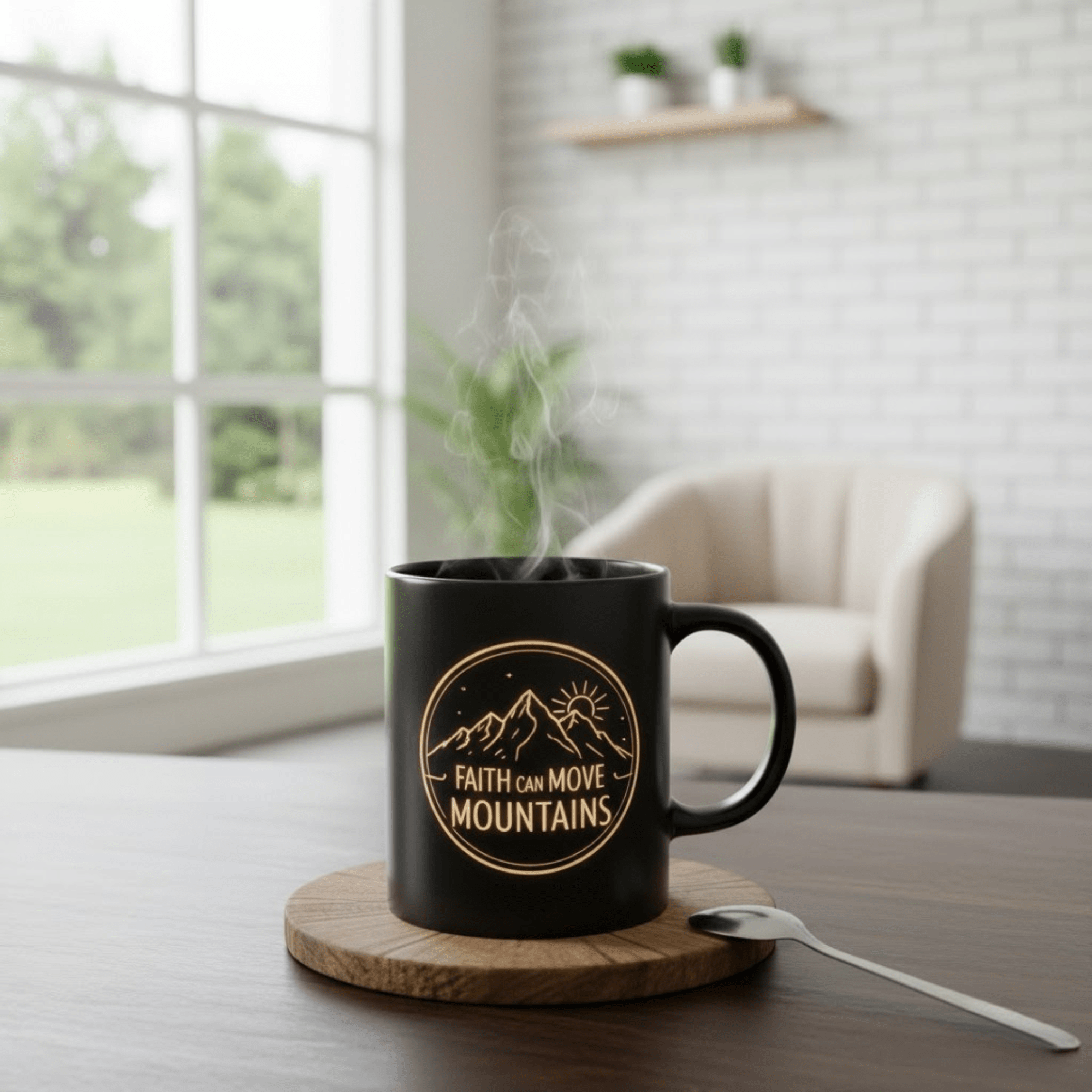 Faith and inspirational magic mugs revealing uplifting quotes and Bible verses with heat