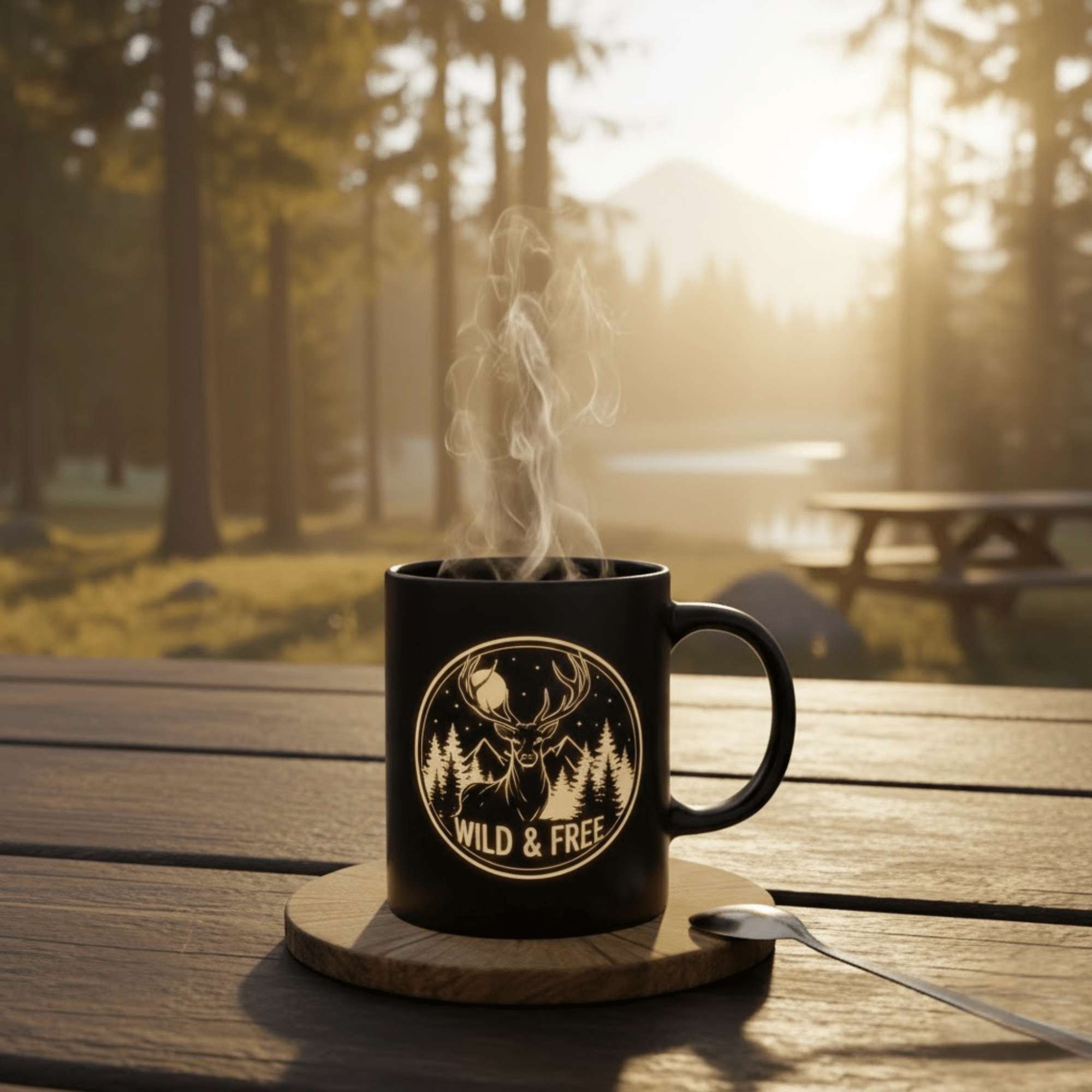 Nature and wildlife magic mug revealing mountain and sunrise design under heat – Bluegrass Gifts