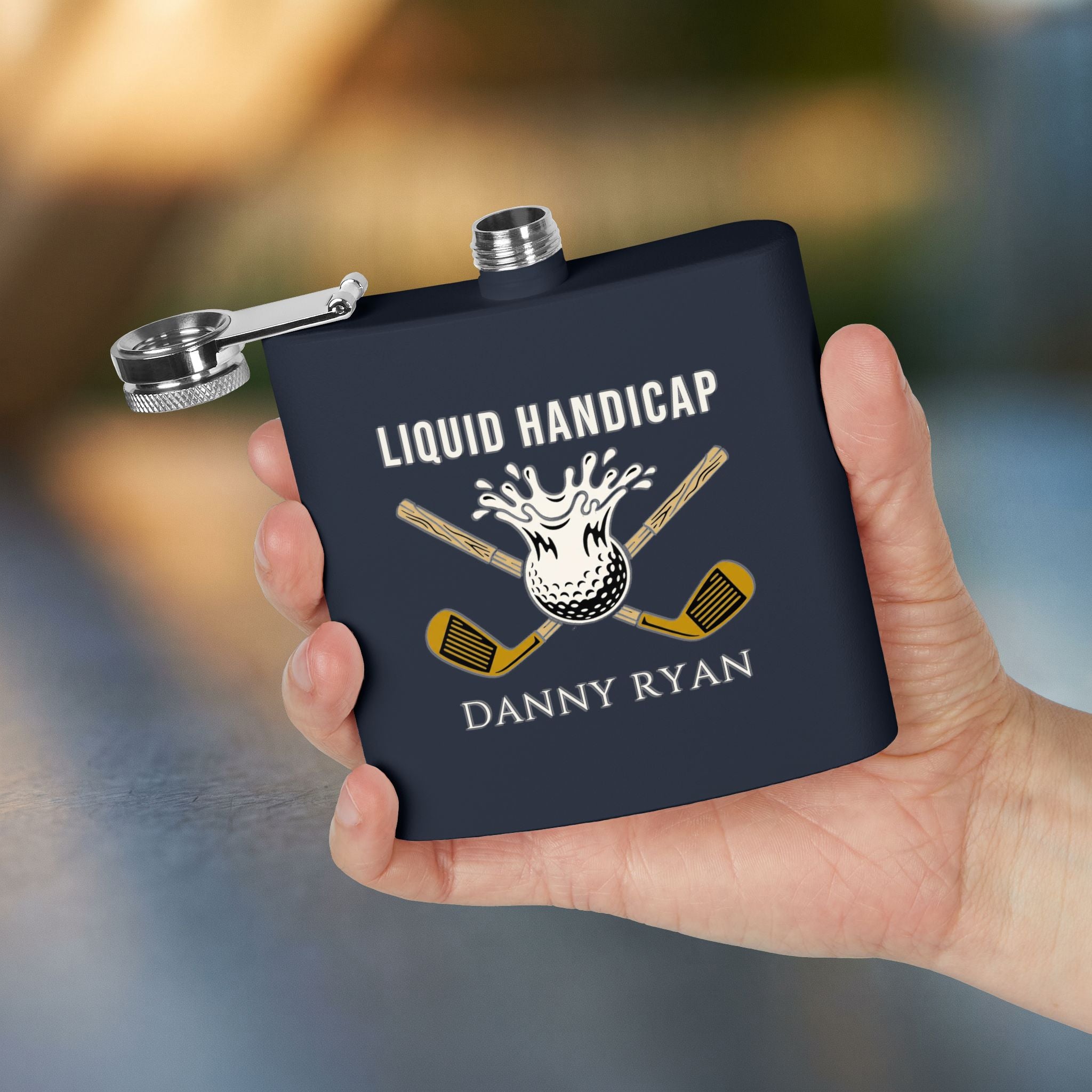 Liquid Handicap Golf Flask — Personalized 6oz Whiskey Flask for Golfers