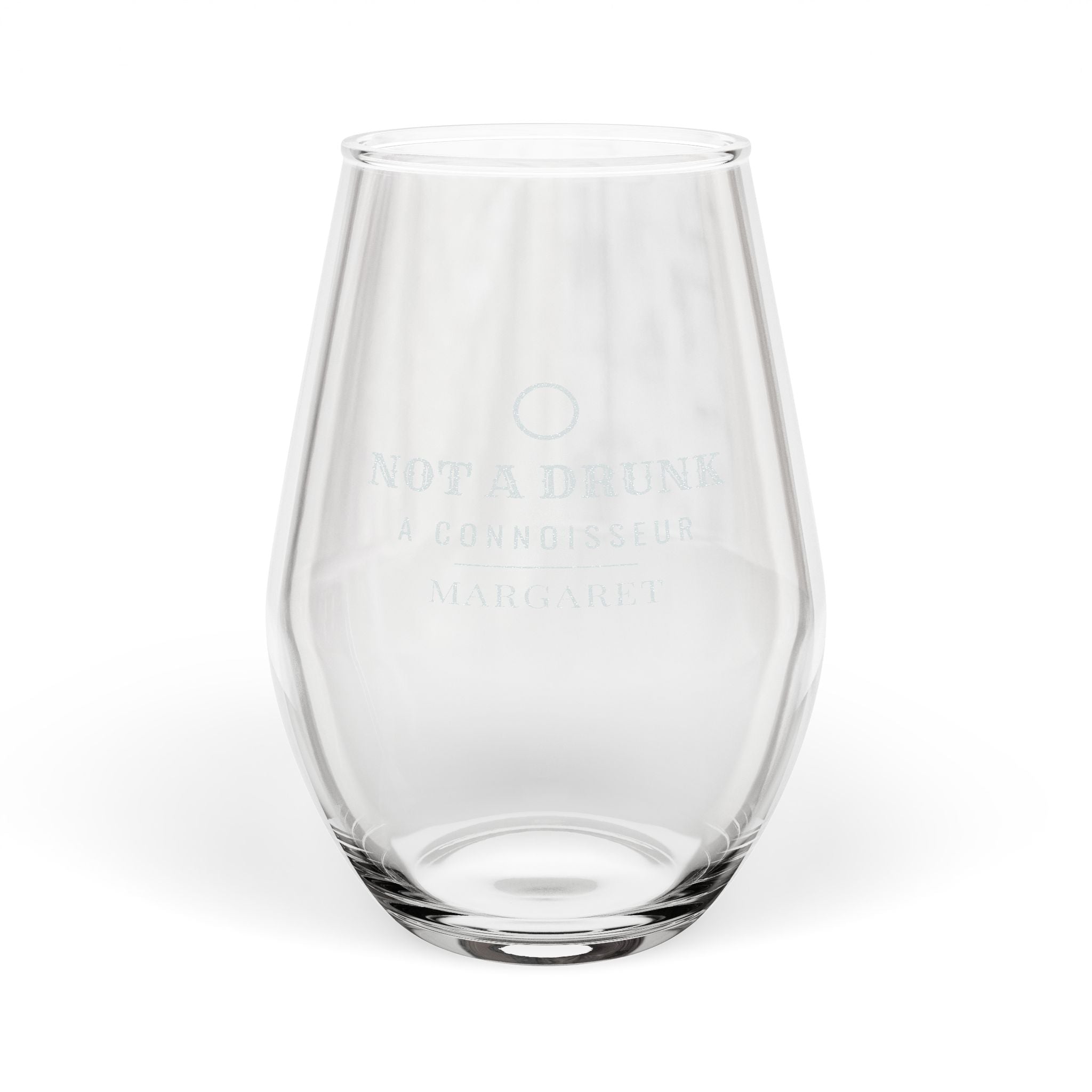 Not a Drunk, a Connoisseur Wine Glass — Personalized Name – engraved stemless wine glass – Bluegrass Gifts