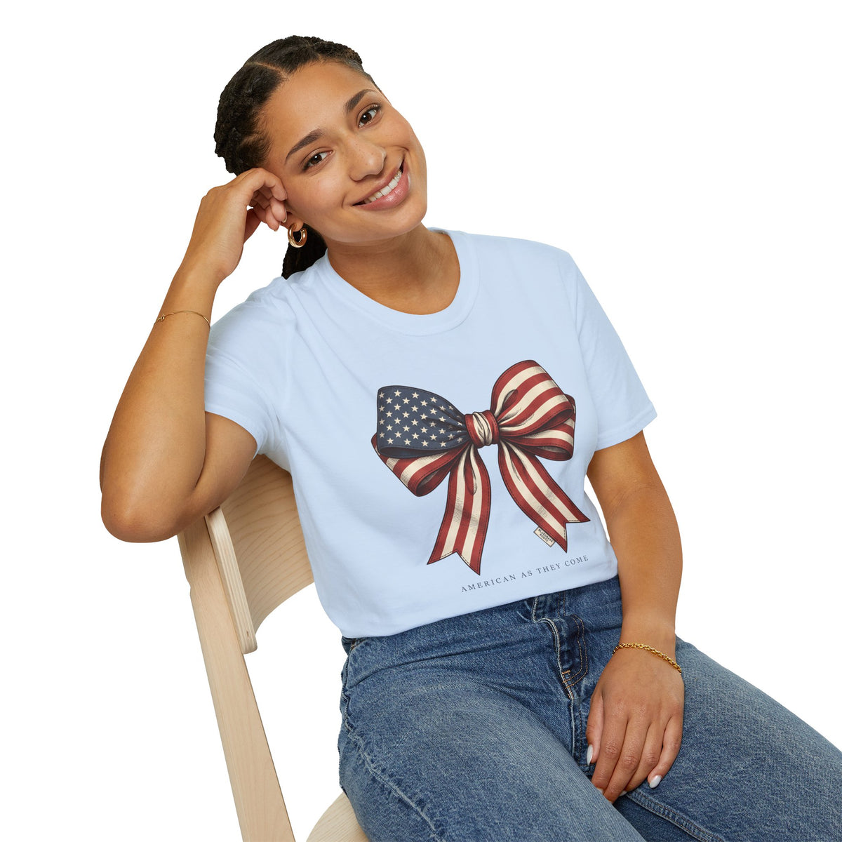American flag bow 4th of July shirt
