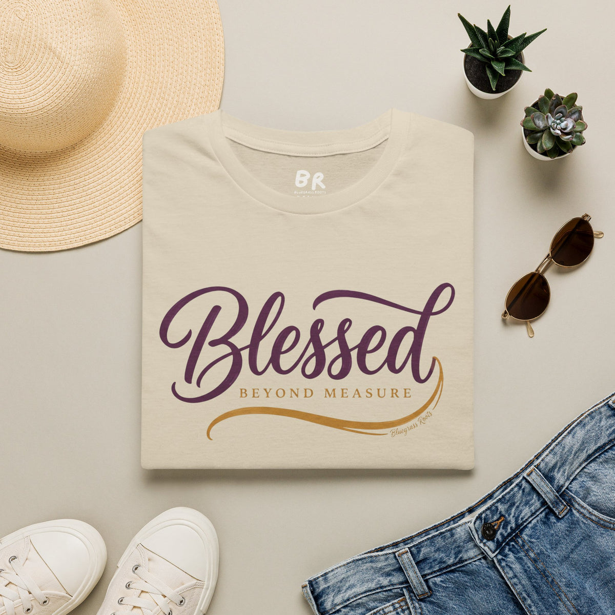 Blessed Beyond Measure script shirt