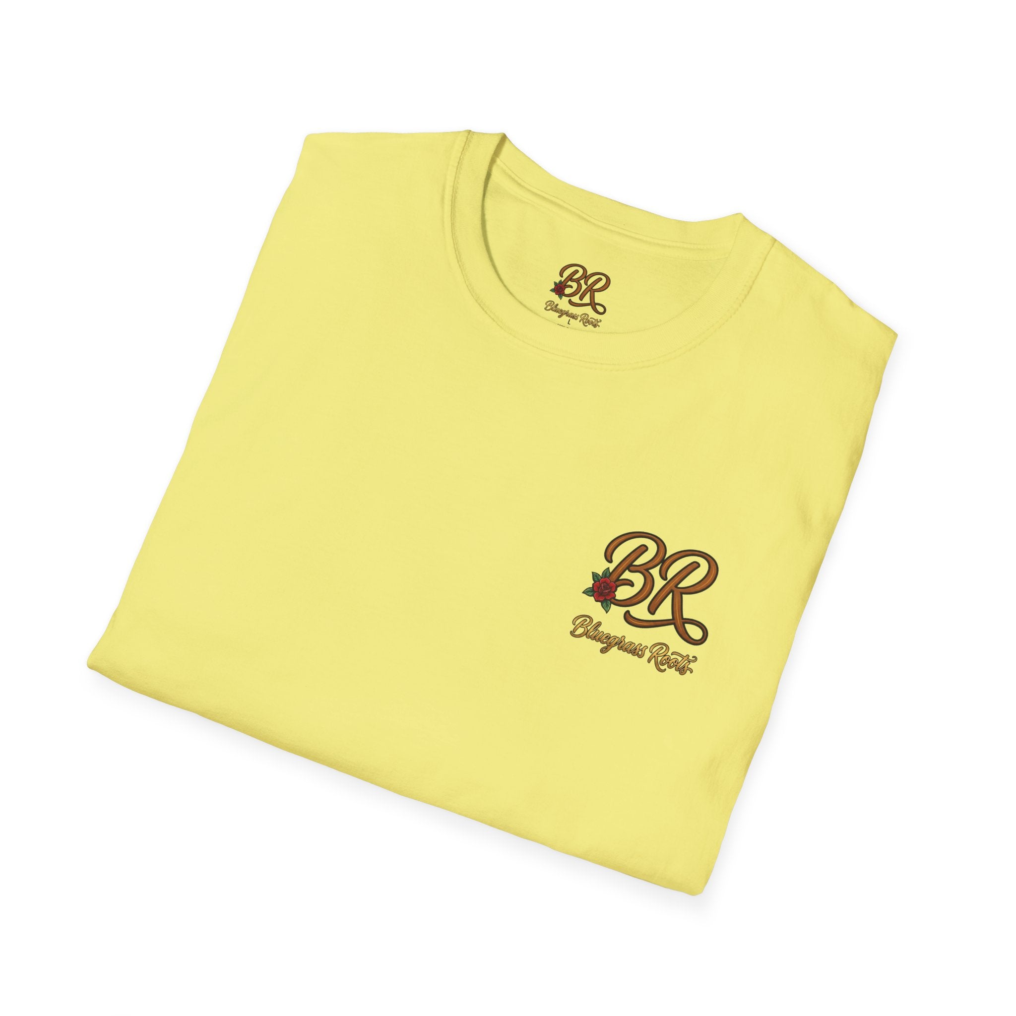 Bluegrass Roots Blessed Stressed Southern Obsessed tee folded stack detail