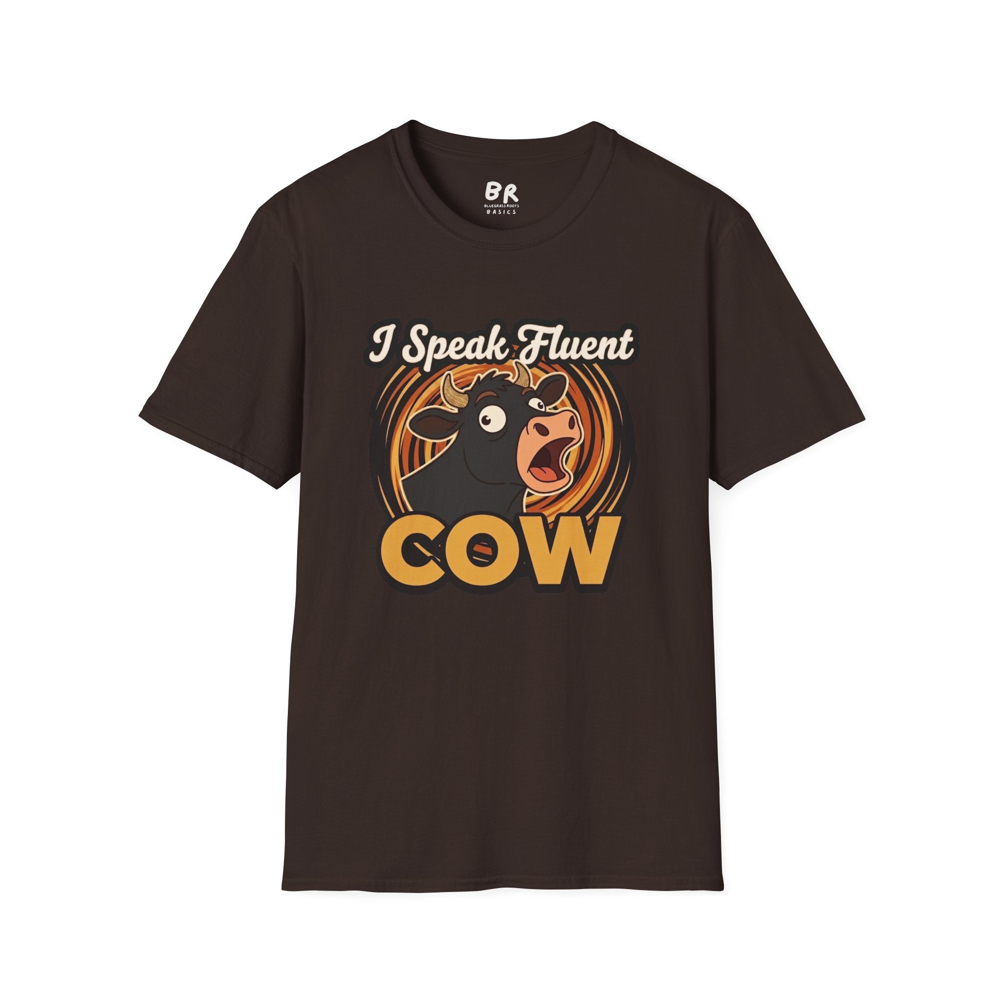 Farmer Shirt — "I Speak Fluent Cow" Funny Cattle Graphic Tee