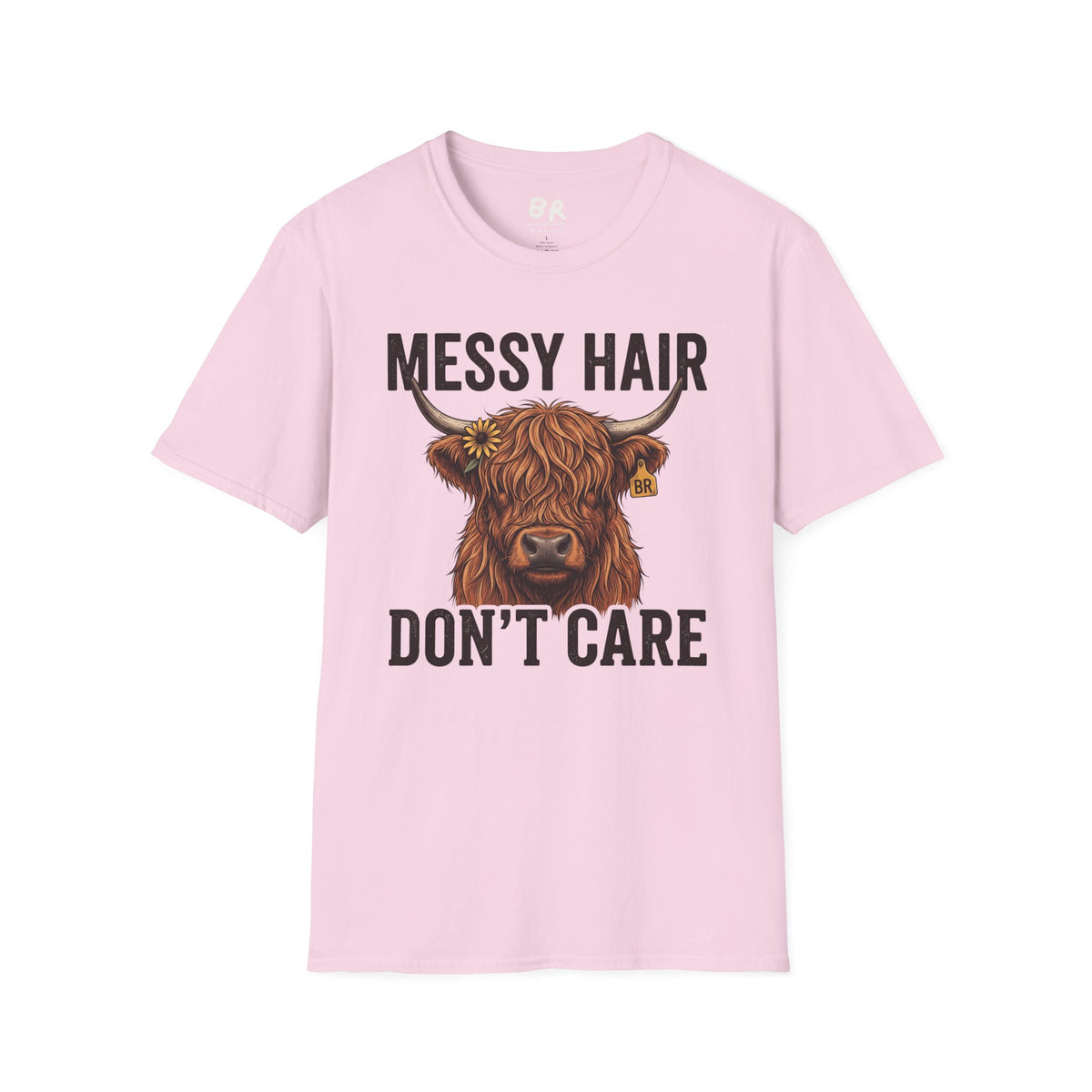 Messy Hair Don't Care highland cow shirt