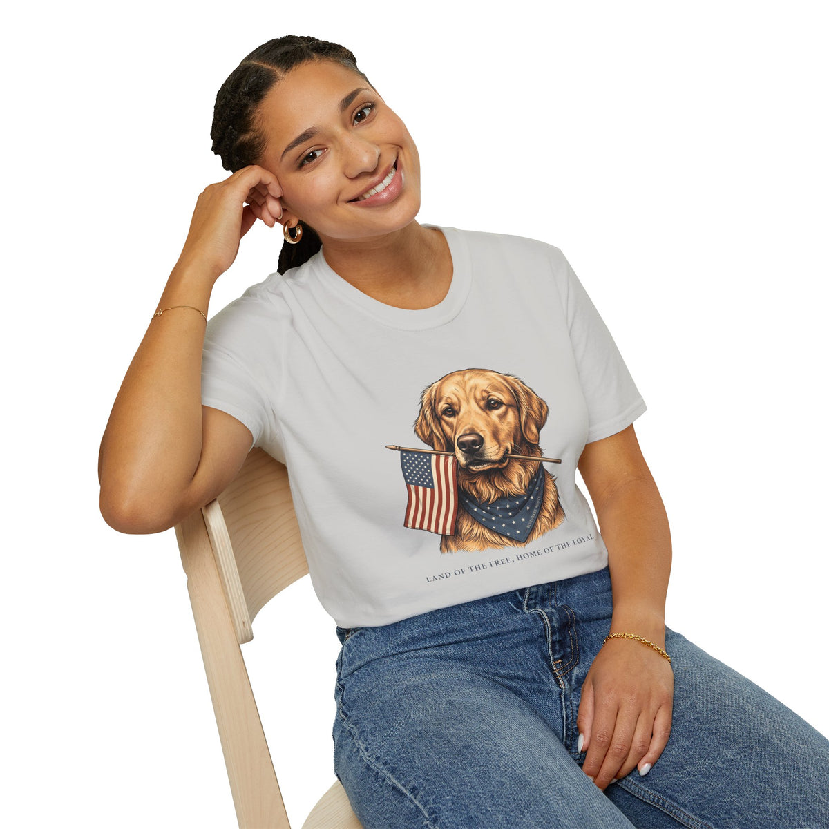 Golden retriever patriotic shirt for women