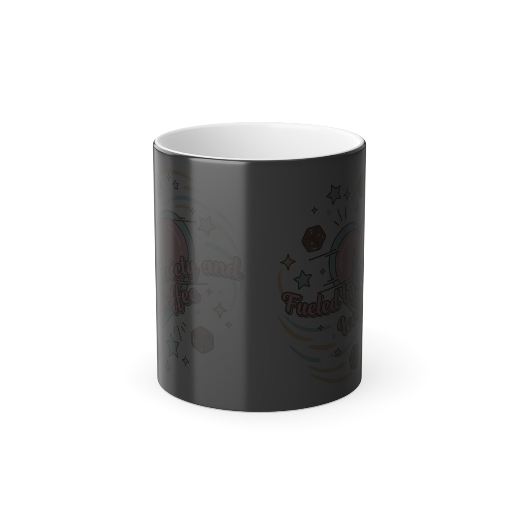 Fueled by Anxiety and Iced Coffee Magic Mug – Funny Pastel Heat-Reveal Cup