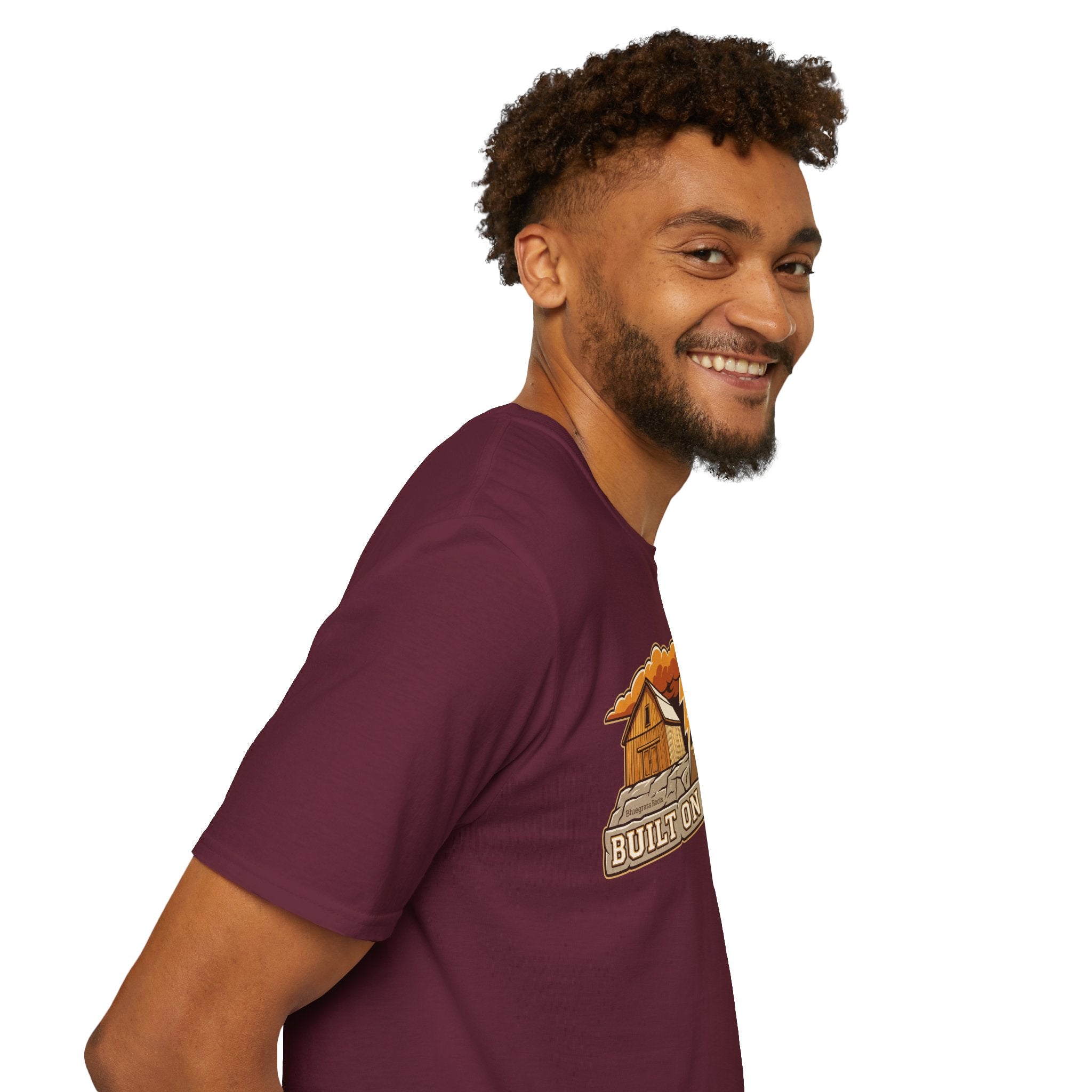Built on the Rock christian shirt for men, Built on the Rock split barn parable design