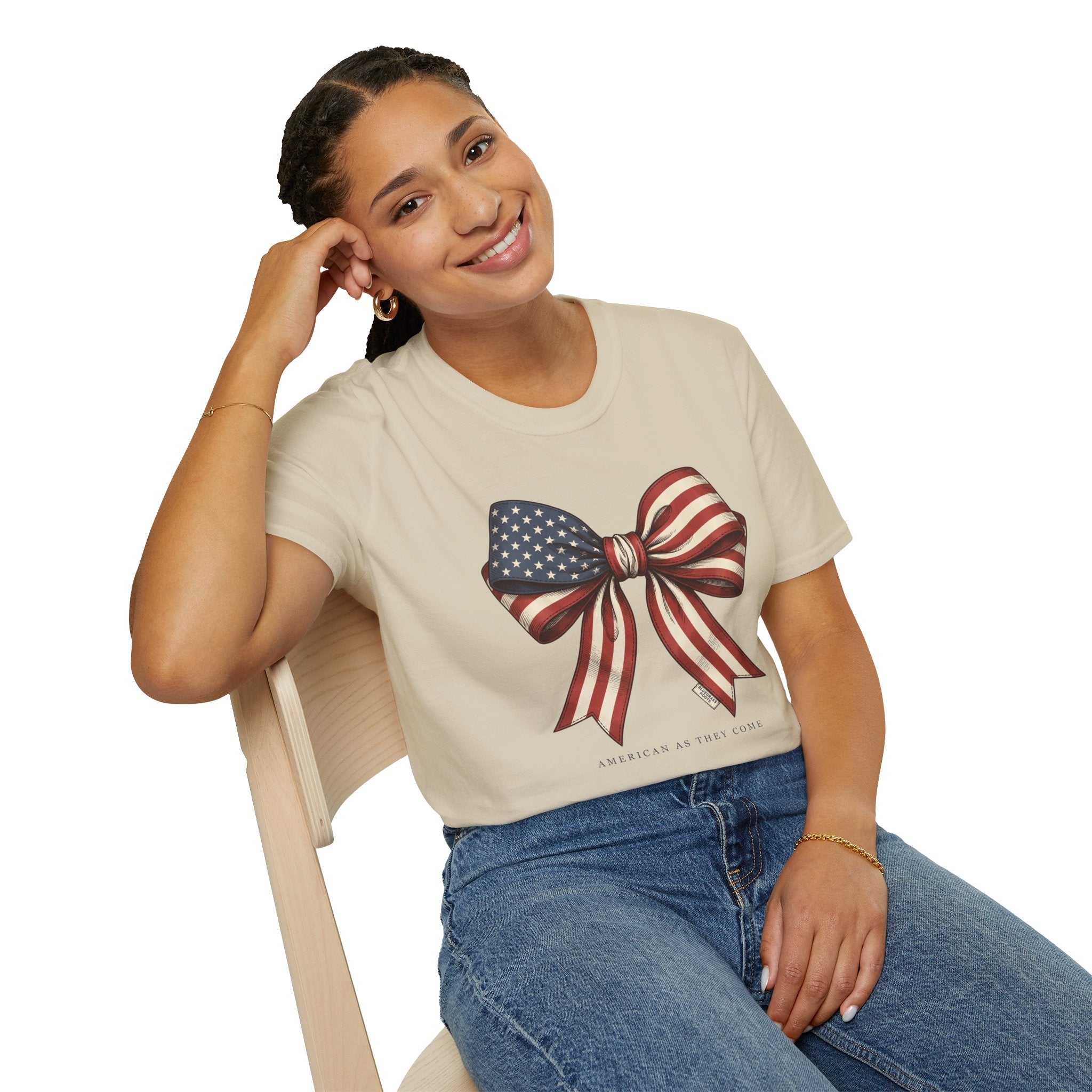 American flag bow 4th of July shirt