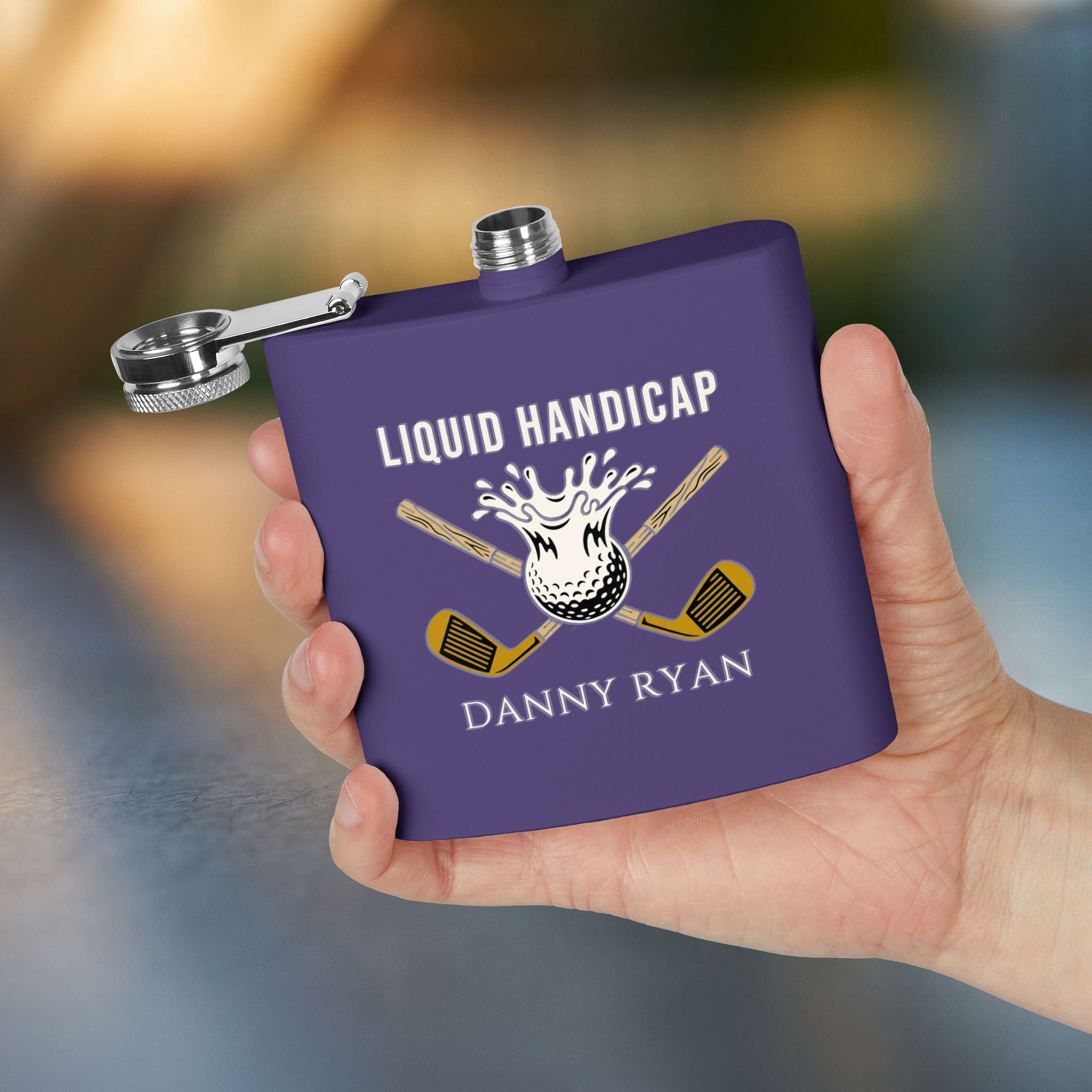 Liquid Handicap Golf Flask — Personalized 6oz Whiskey Flask for Golfers