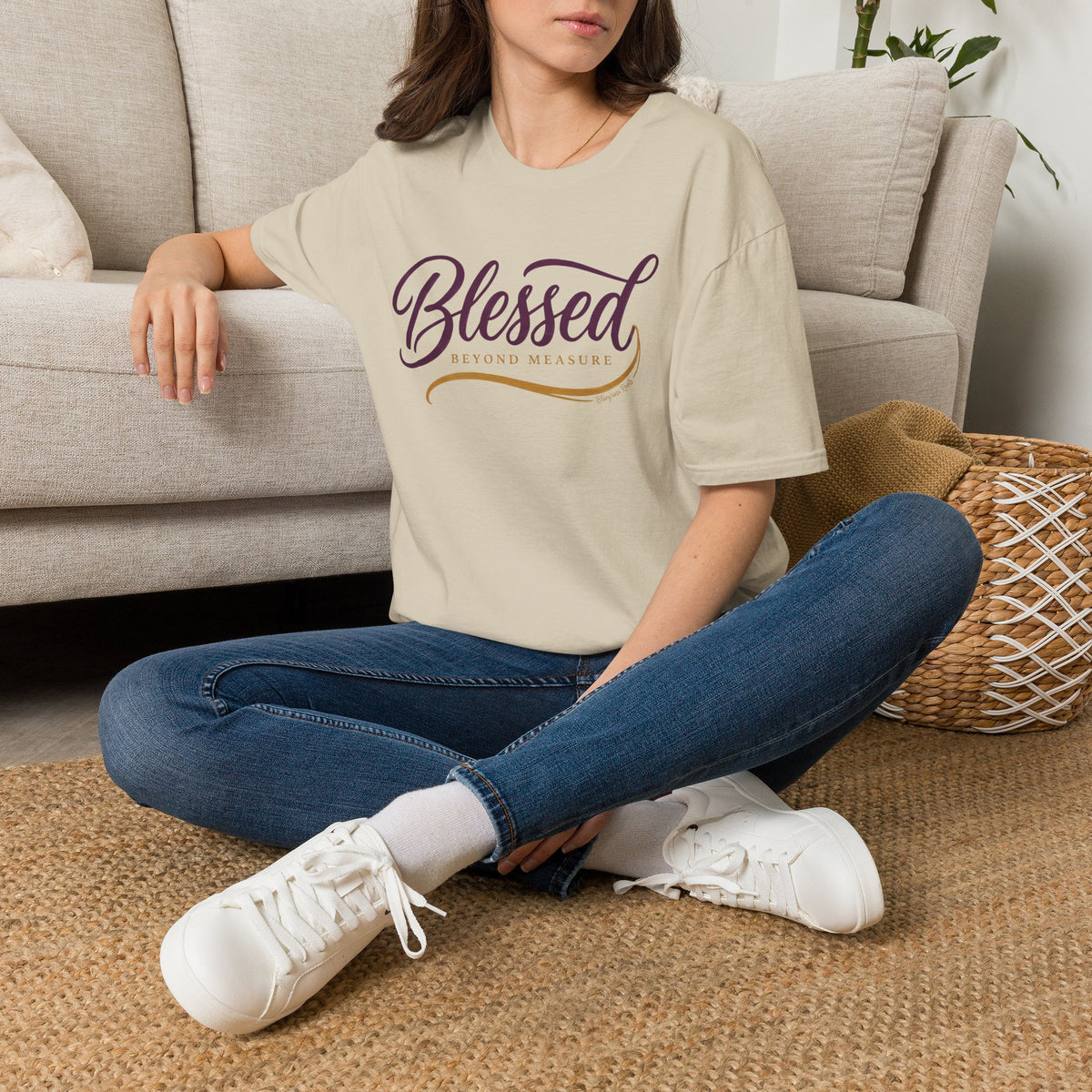 Blessed Beyond Measure script shirt in S