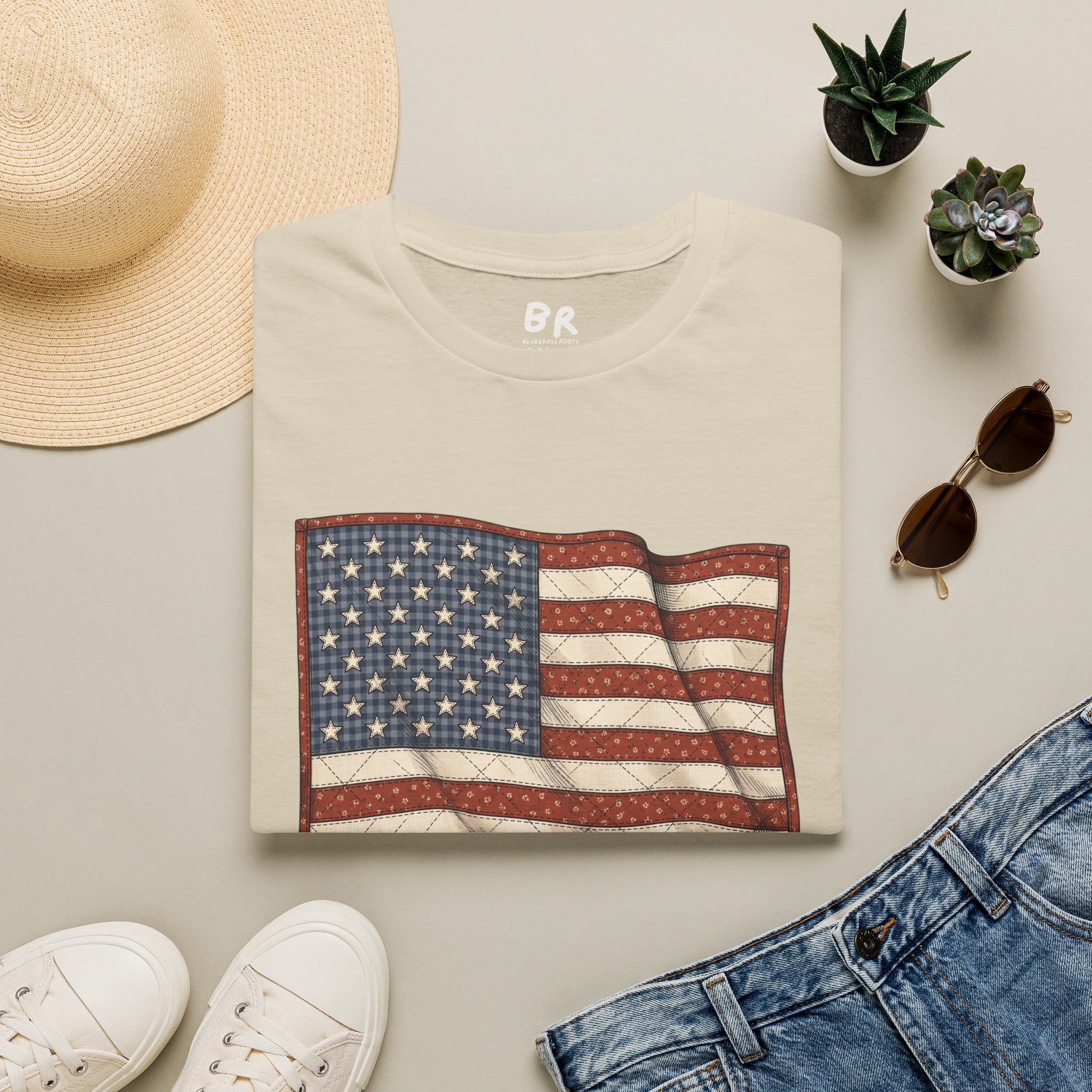 Quilted American flag shirt for women in S