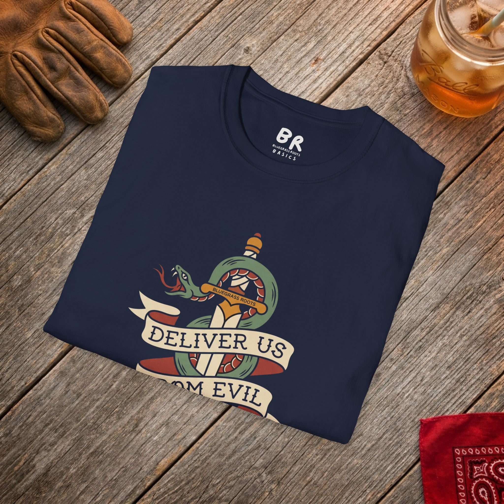 Deliver Us From Evil christian graphic tee