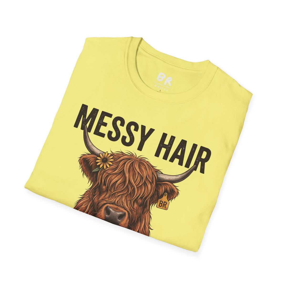 Messy Hair Don't Care highland cow shirt
