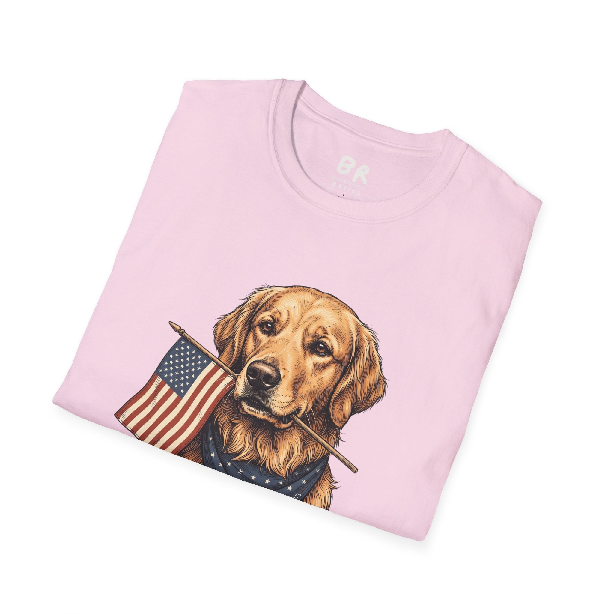 Golden retriever patriotic shirt for women