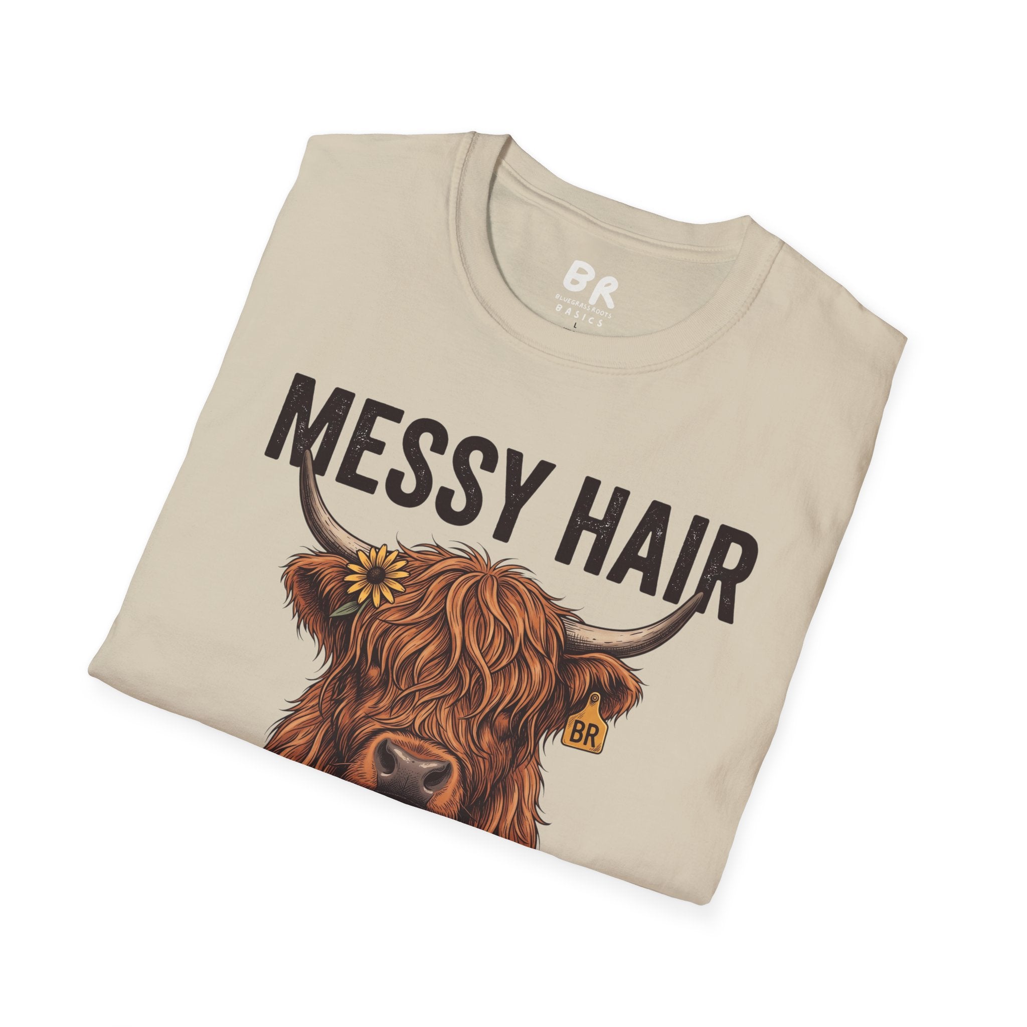 Messy Hair Don't Care highland cow shirt