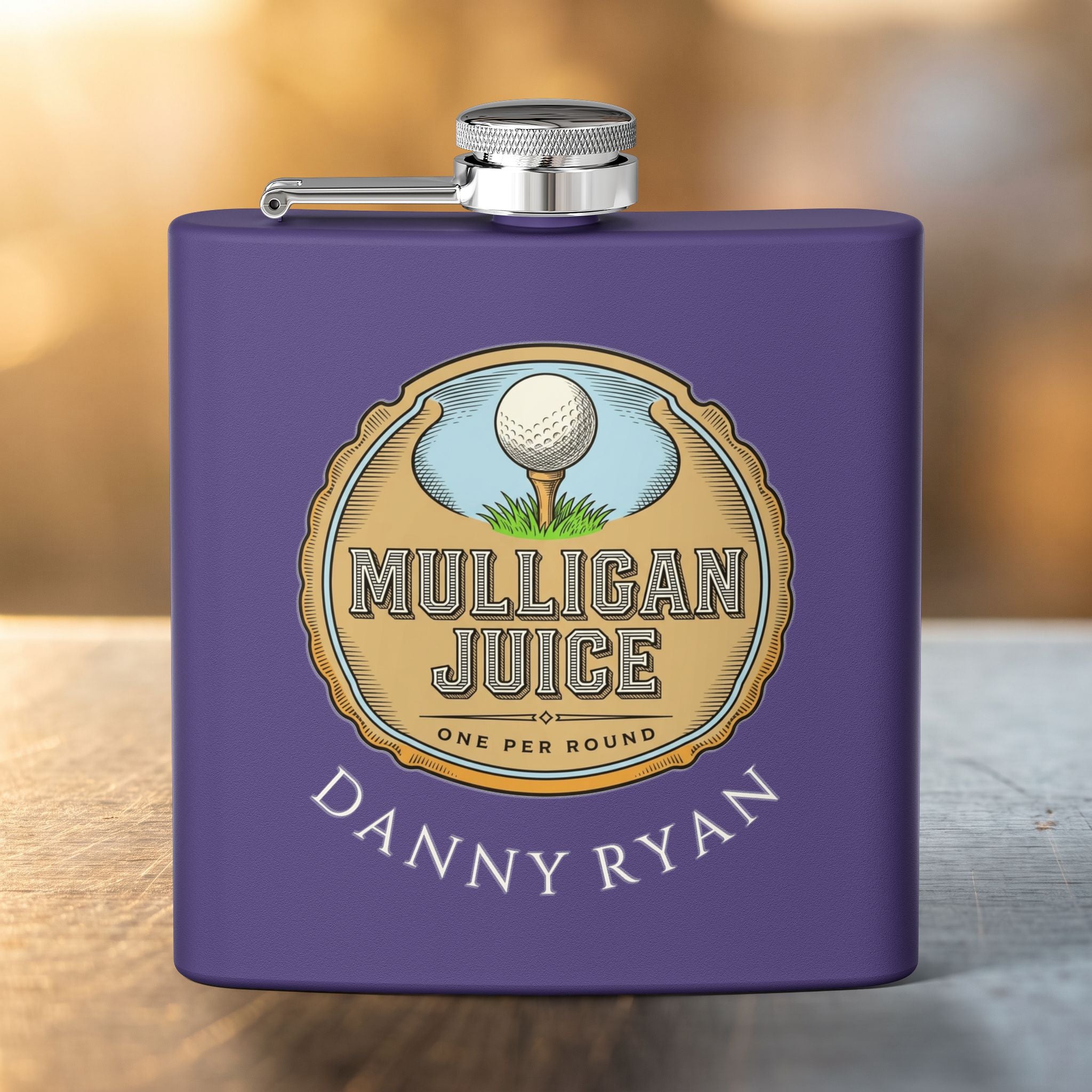 Mulligan Juice Golf Flask — Personalized 6oz Whiskey Flask for Golfers
