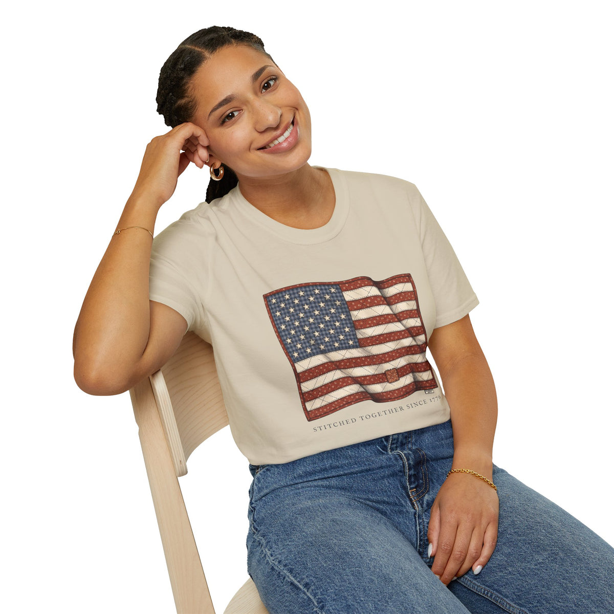 Quilted American flag shirt for women