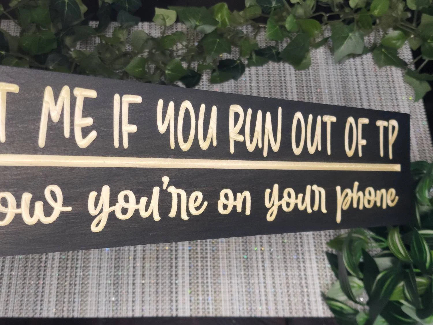 Decorative bathroom wall sign gift idea for housewarming parties.