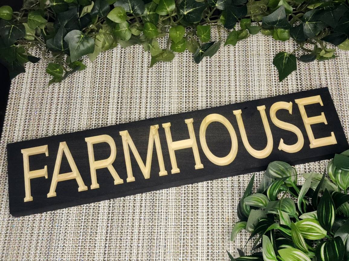 Farmhouse wooden sign with rustic finish for vintage country home decor.