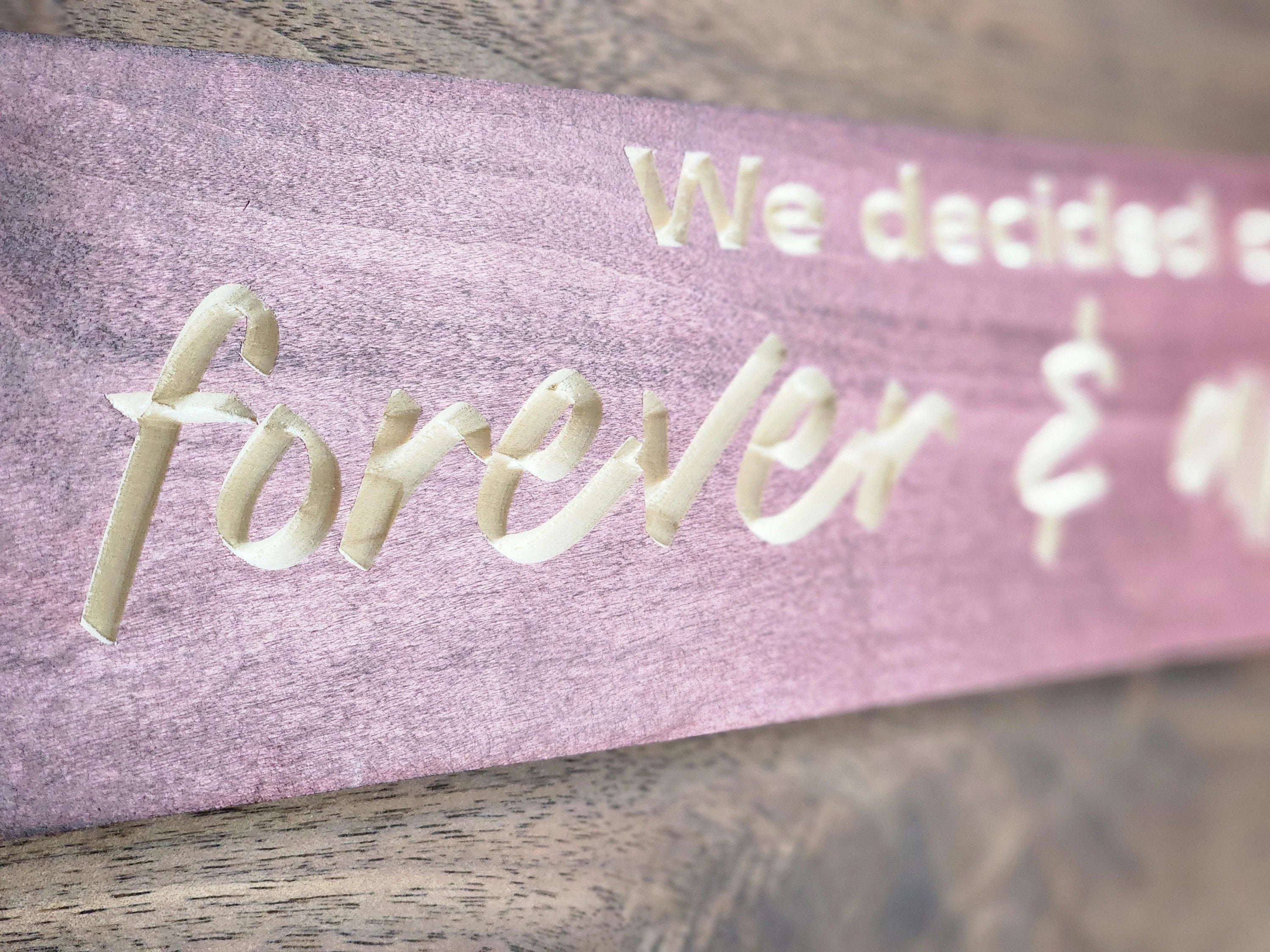 Personalized forever and always sign for couples and sentimental gifts.