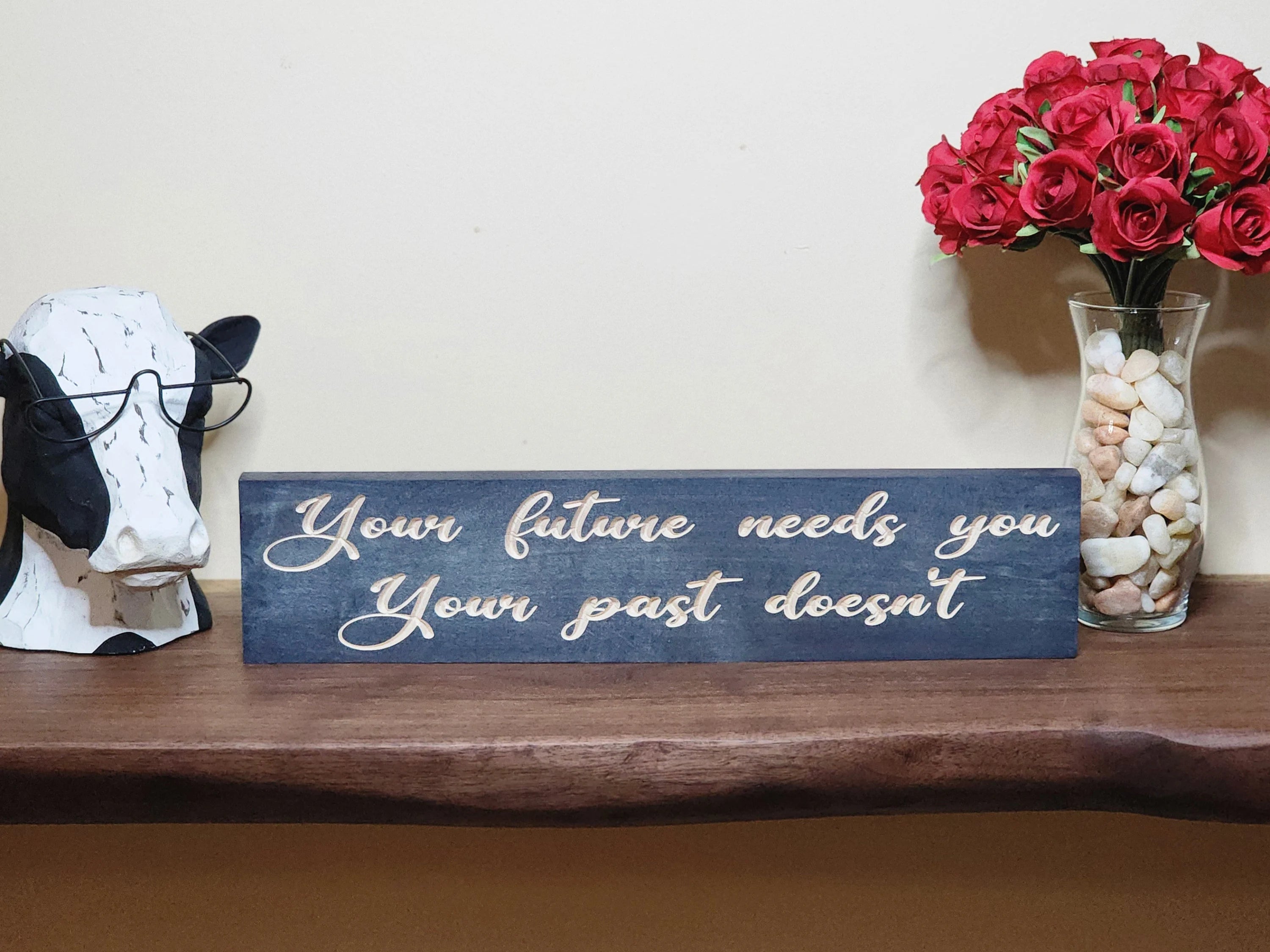Positive mindset decor displayed in a modern living room setting.