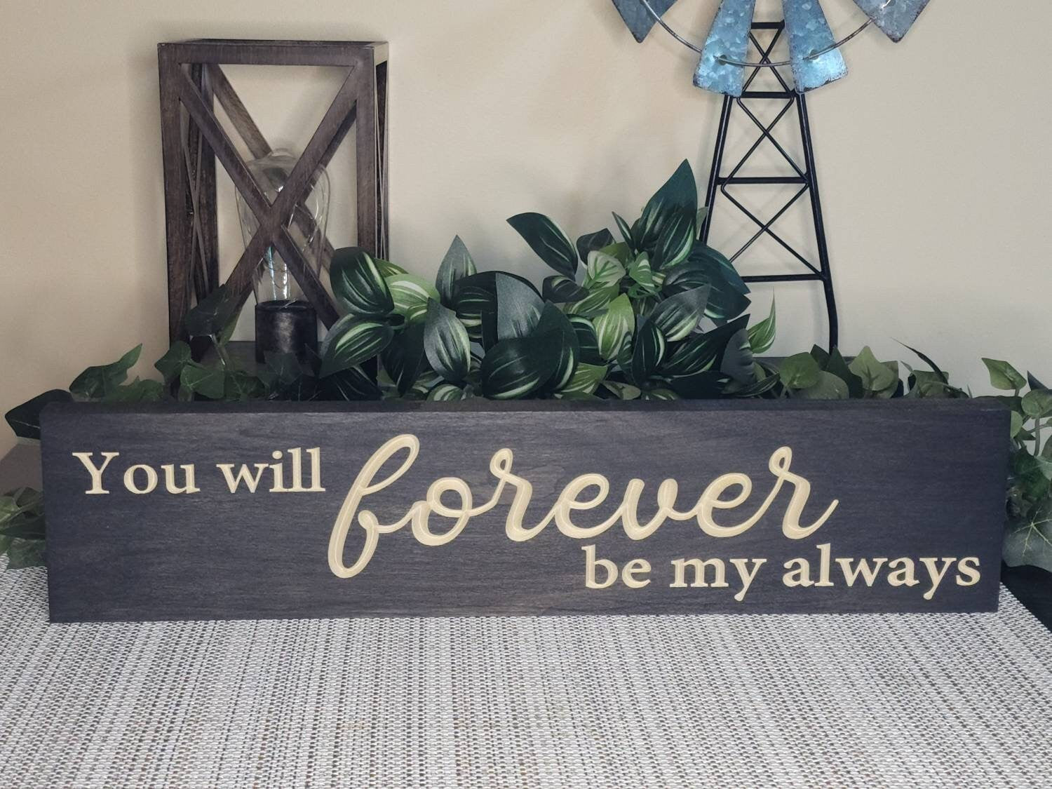 Rustic love wall art for couples featuring a timeless romantic quote.