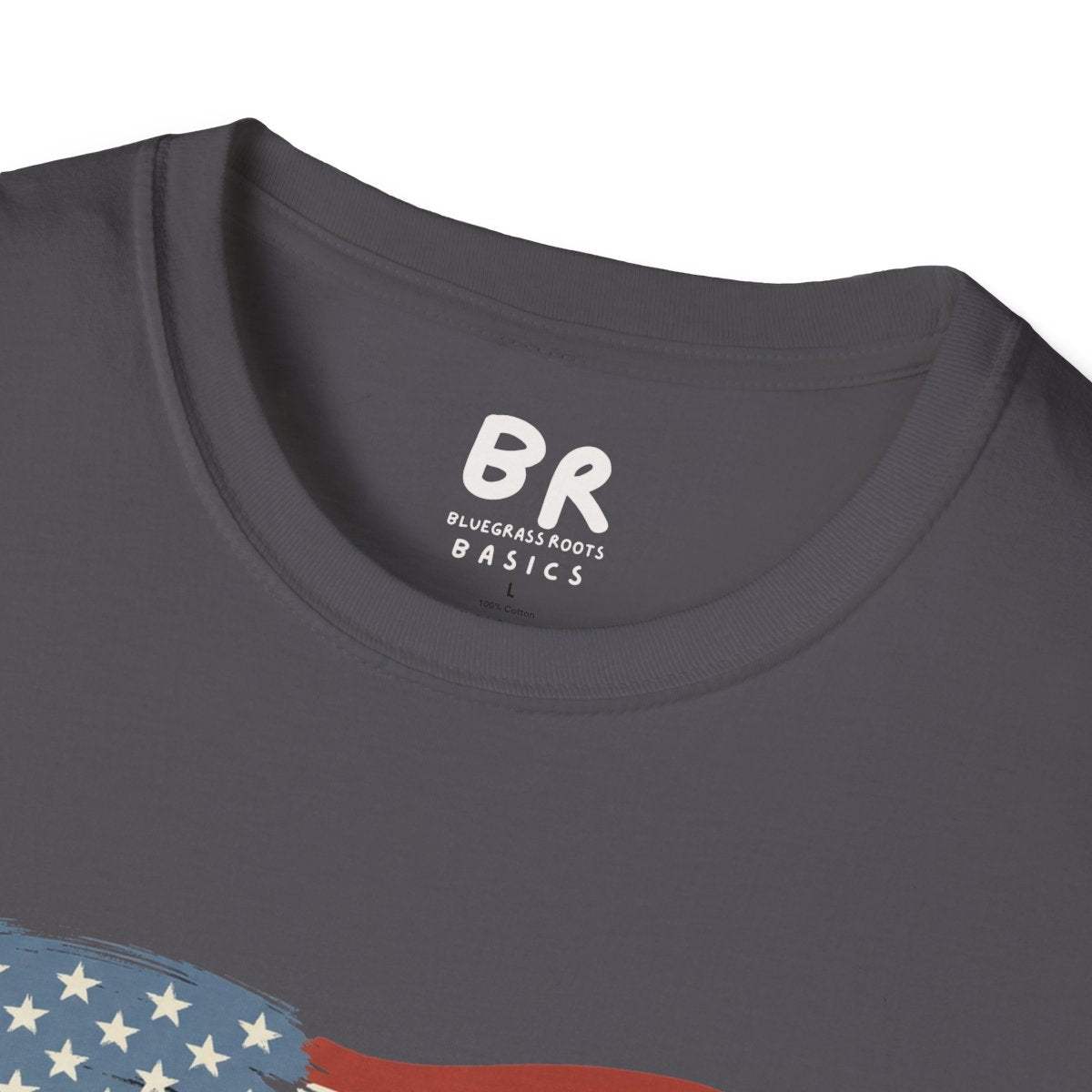 American Flag Shirt — "Still Flying" Painted Flag Graphic Tee in Charcoal