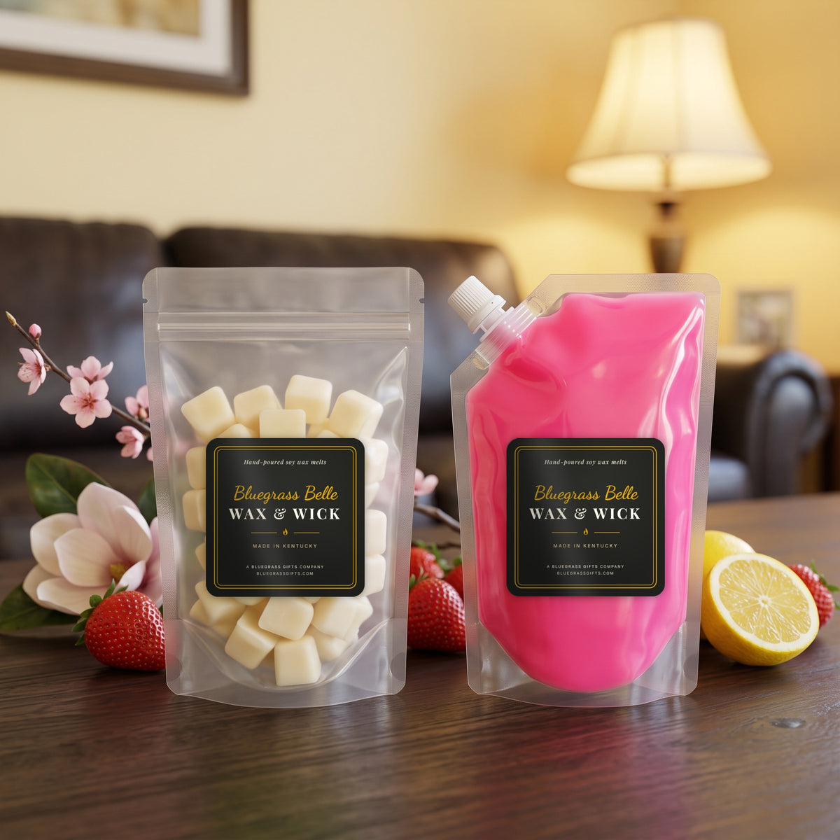 Bless Your Sweet Heart squeeze wax melt pouch and wax melt tarts by Bluegrass Belle Wax & Wick