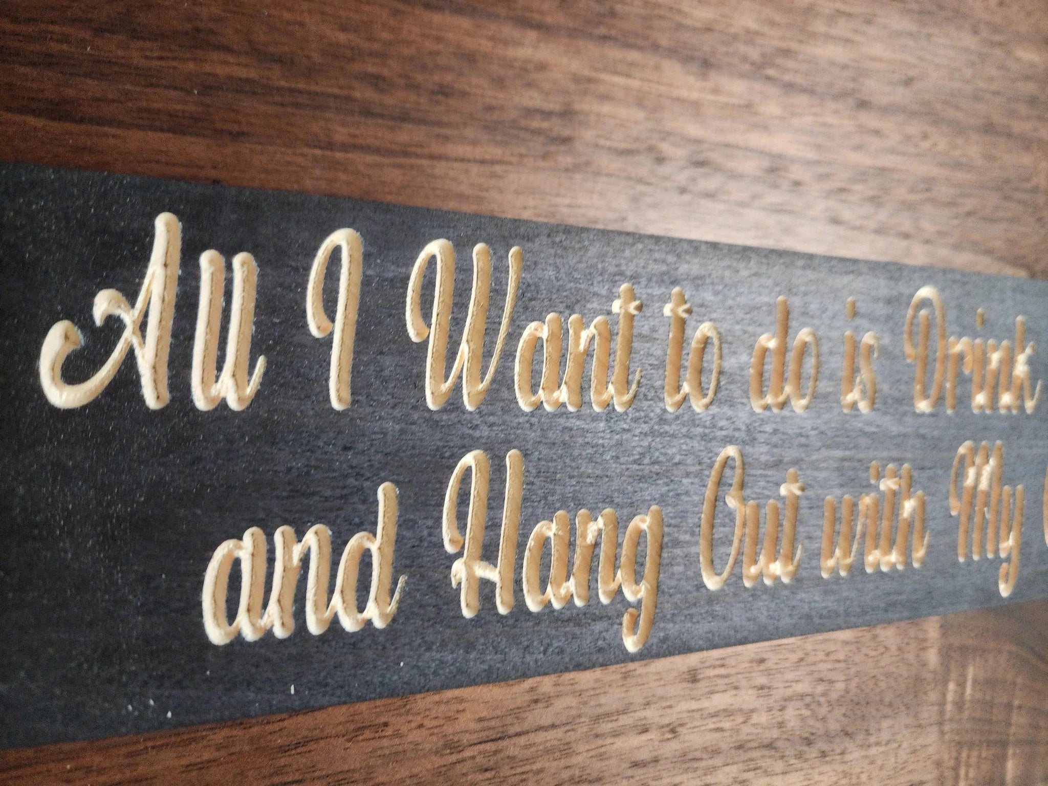 caffeinated whiskers cat coffee wood sign - funny kitchen sign - CNC-carved by Bluegrass Gifts