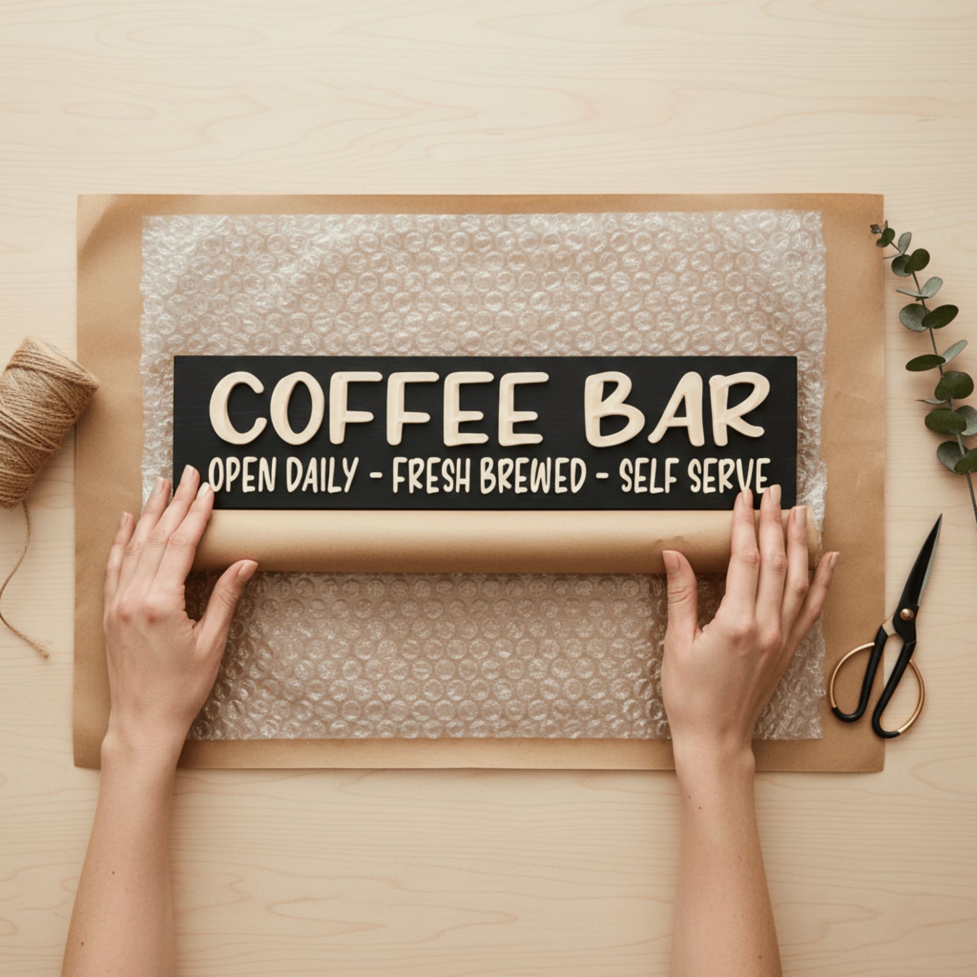 coffee-bar-sign-finish-options-bluegrass-gifts - coffee bar wood sign by Bluegrass Gifts, handmade in Kentucky
