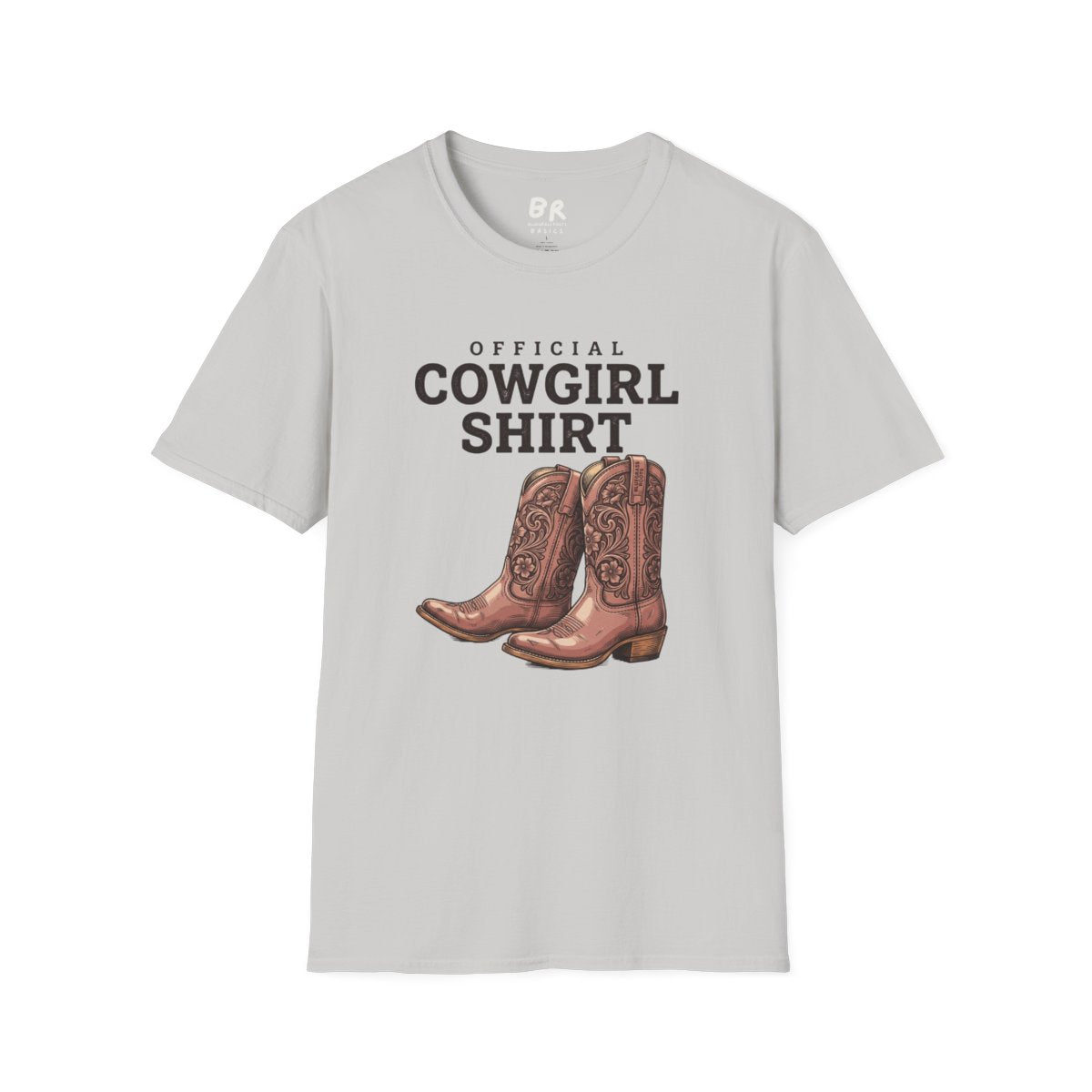 Cowgirl Shirt — "Official Cowgirl Shirt" Boots Graphic Tee in Ice Grey