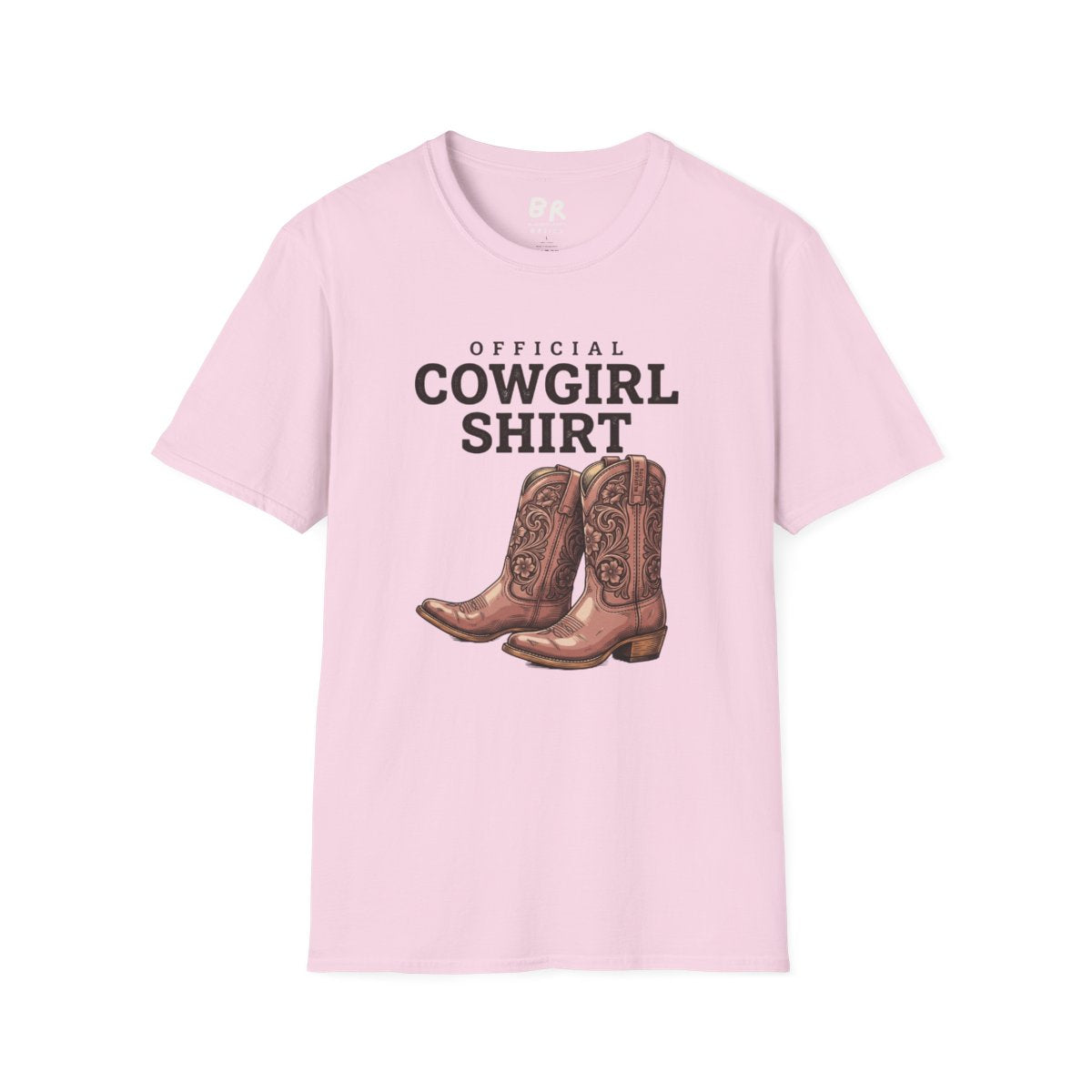 Cowgirl Shirt — "Official Cowgirl Shirt" Boots Graphic Tee in Light Pink