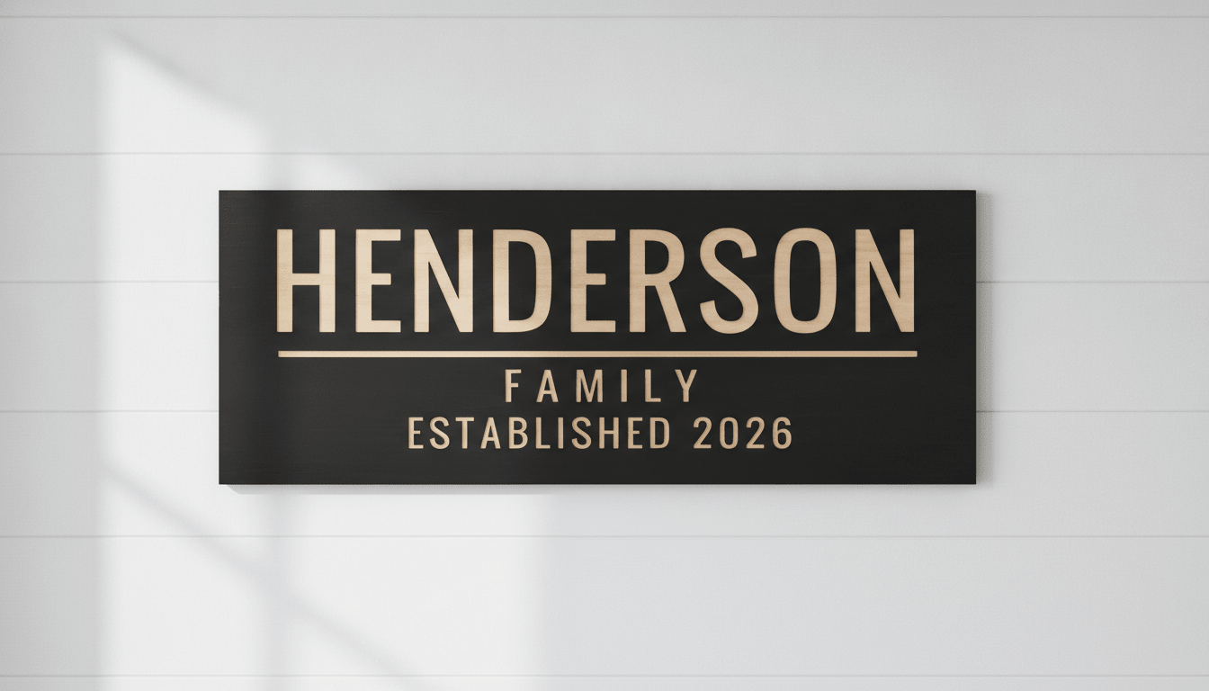 Realtor Closing Gift — Personalized Family Name Sign – styled on wall – Bluegrass Gifts