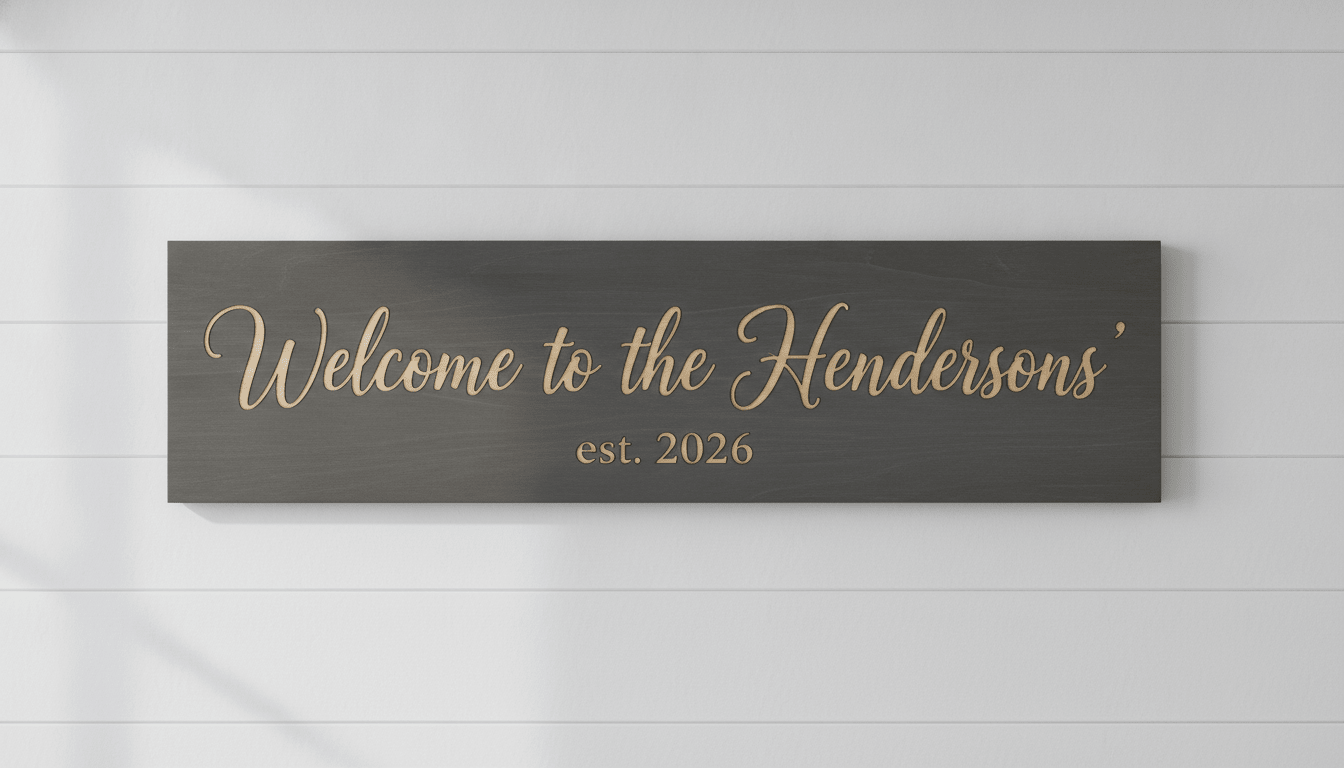 Realtor Closing Gift — Personalized Family Name Sign – styled on wall – Bluegrass Gifts