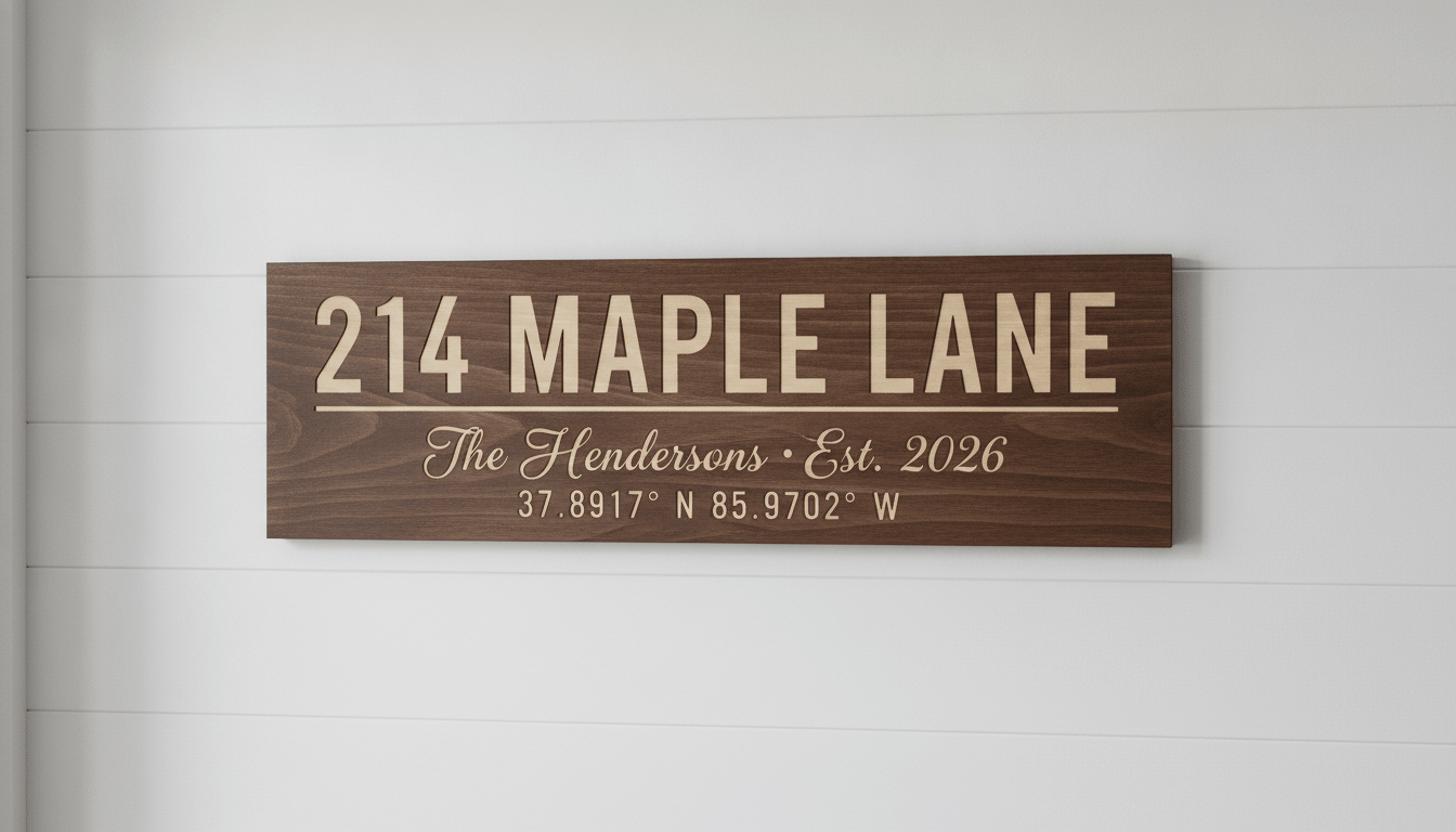 Realtor Closing Gift — Personalized Family Name Sign – styled on wall – Bluegrass Gifts
