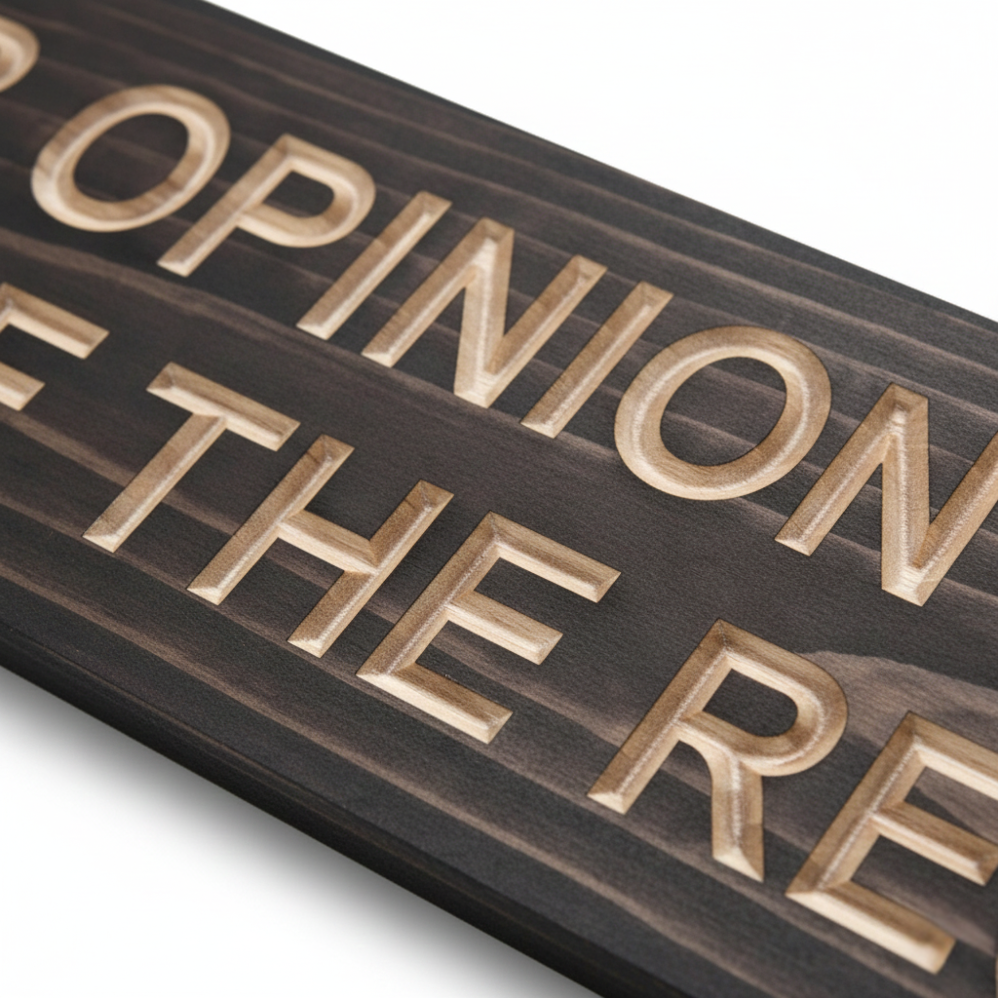 Close-up of the high-quality 3D carved lettering and smooth wood finish on a Bluegrass Gifts handmade sign.