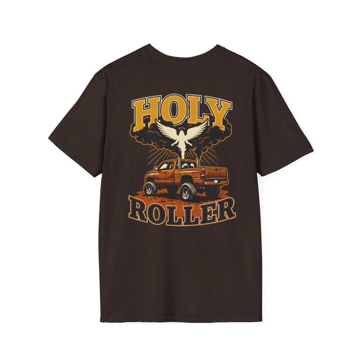 Diesel Truck Shirt — "Holy Roller" Faith Graphic Tee in Dark Chocolate