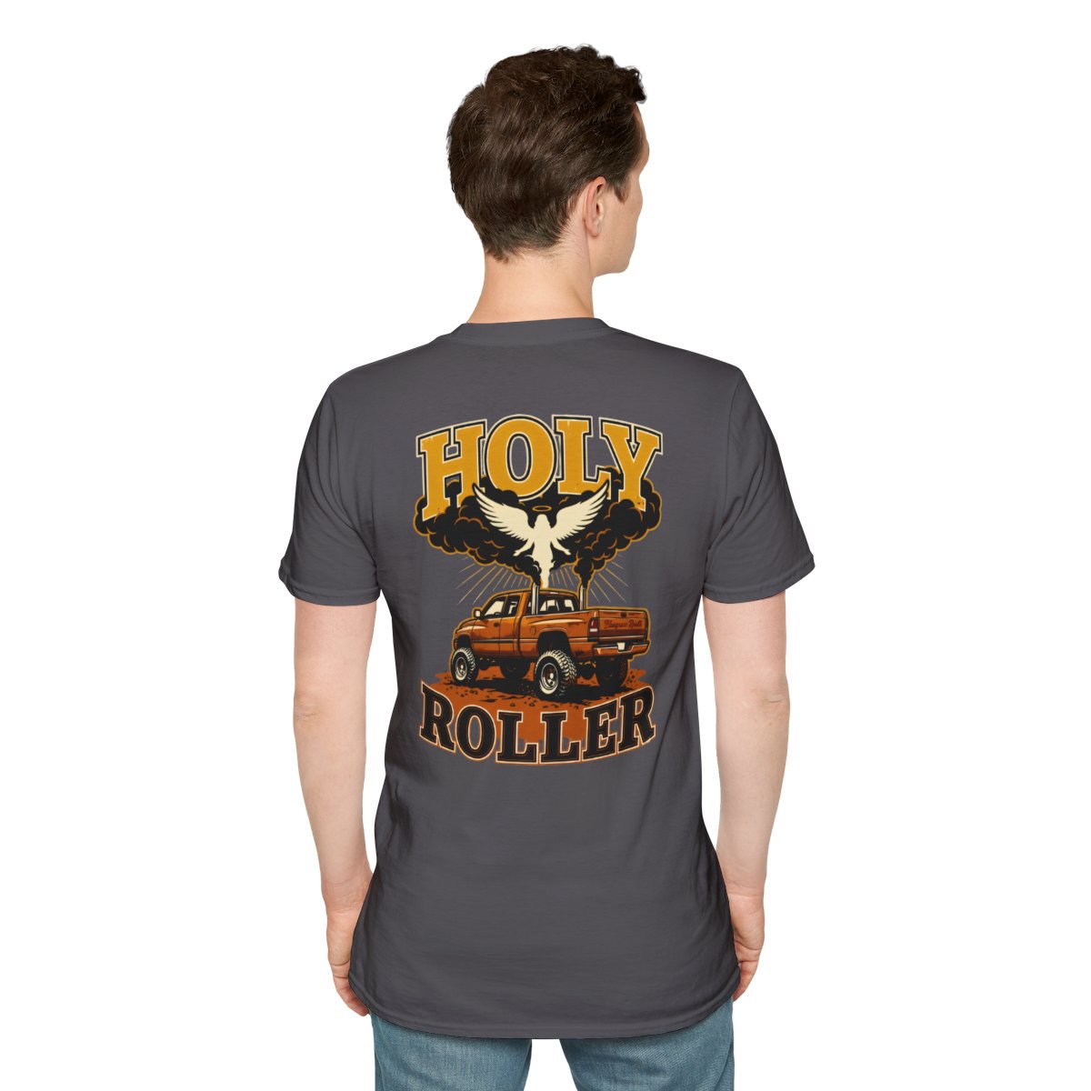 Diesel Truck Shirt — "Holy Roller" Faith Graphic Tee in Charcoal