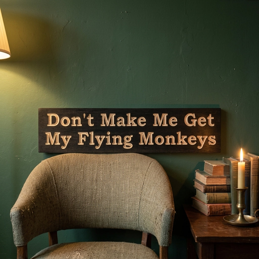 Don’t Make Me Get My Flying Monkeys Sign - Funny Wizard of Oz Wall Art