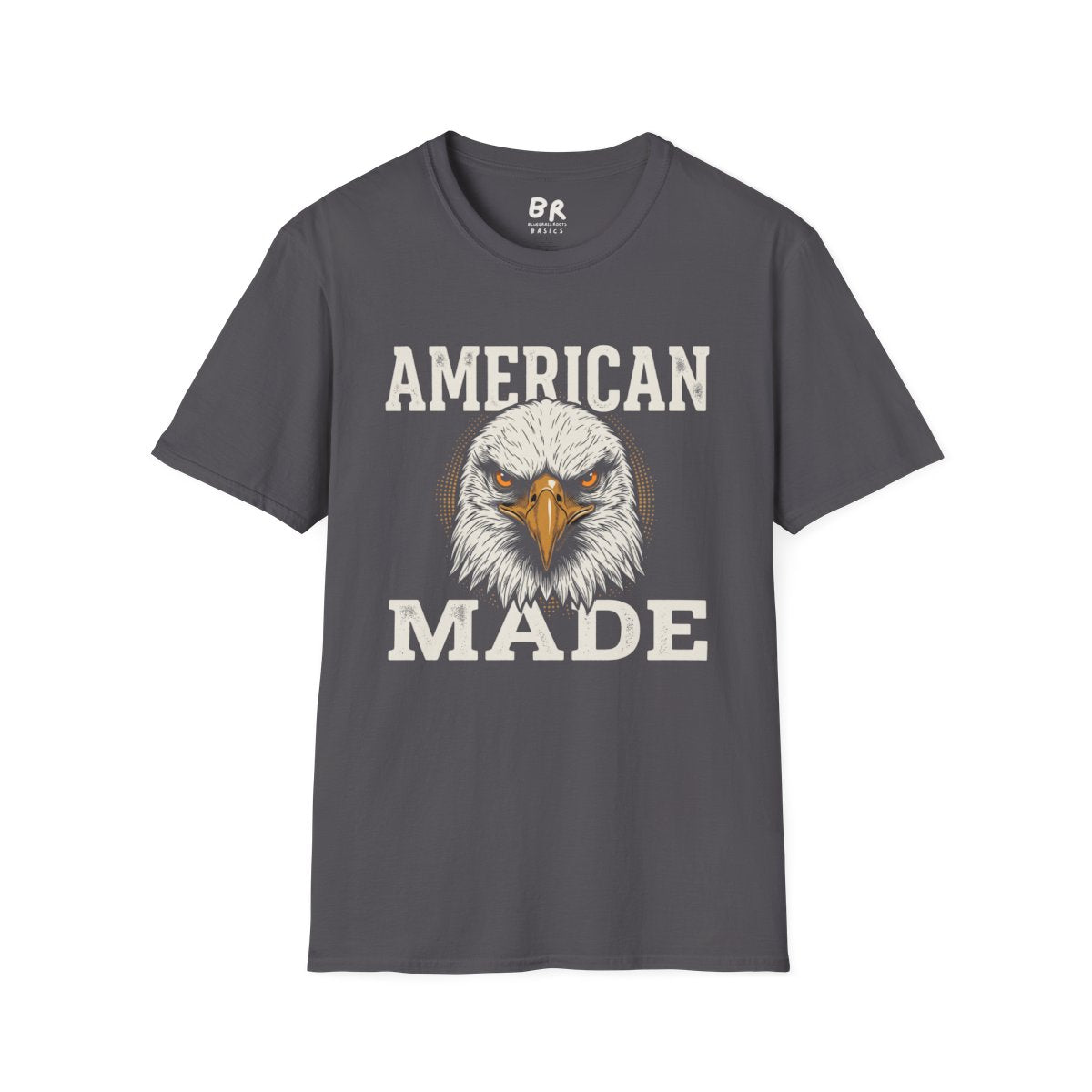 Eagle Shirt — "American Made" Bald Eagle Graphic Tee in Charcoal
