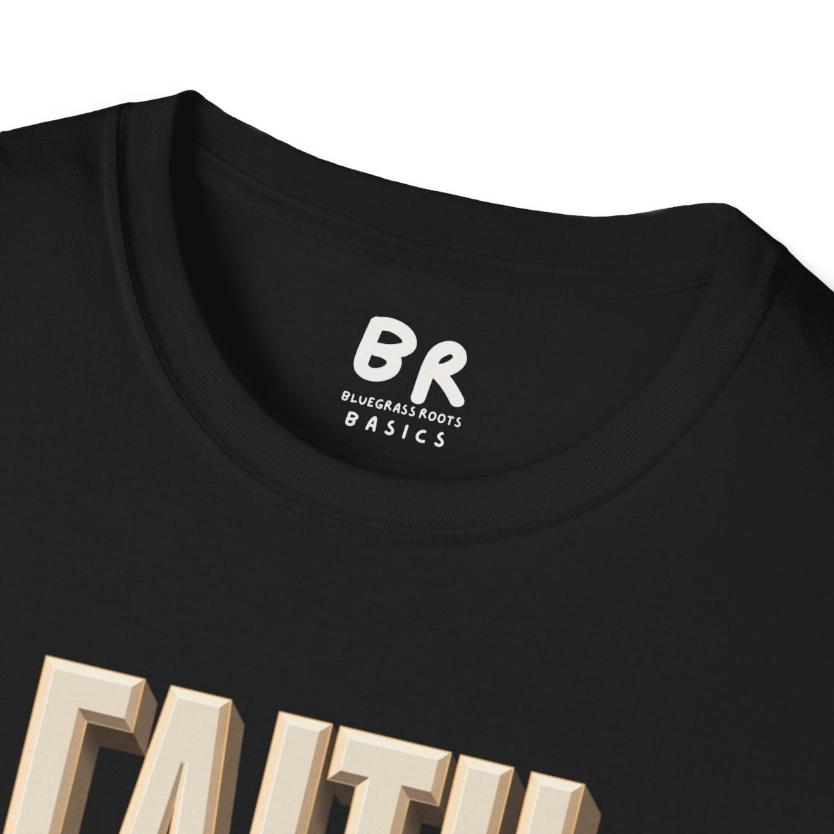 Faith Over Fear Shirt — Isaiah 41:10 Cracked Stone Bible Verse Tee in Black