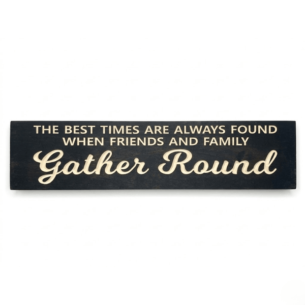 Family Gathering Sign – Rustic Wooden Wall Art for Dining Room & Home