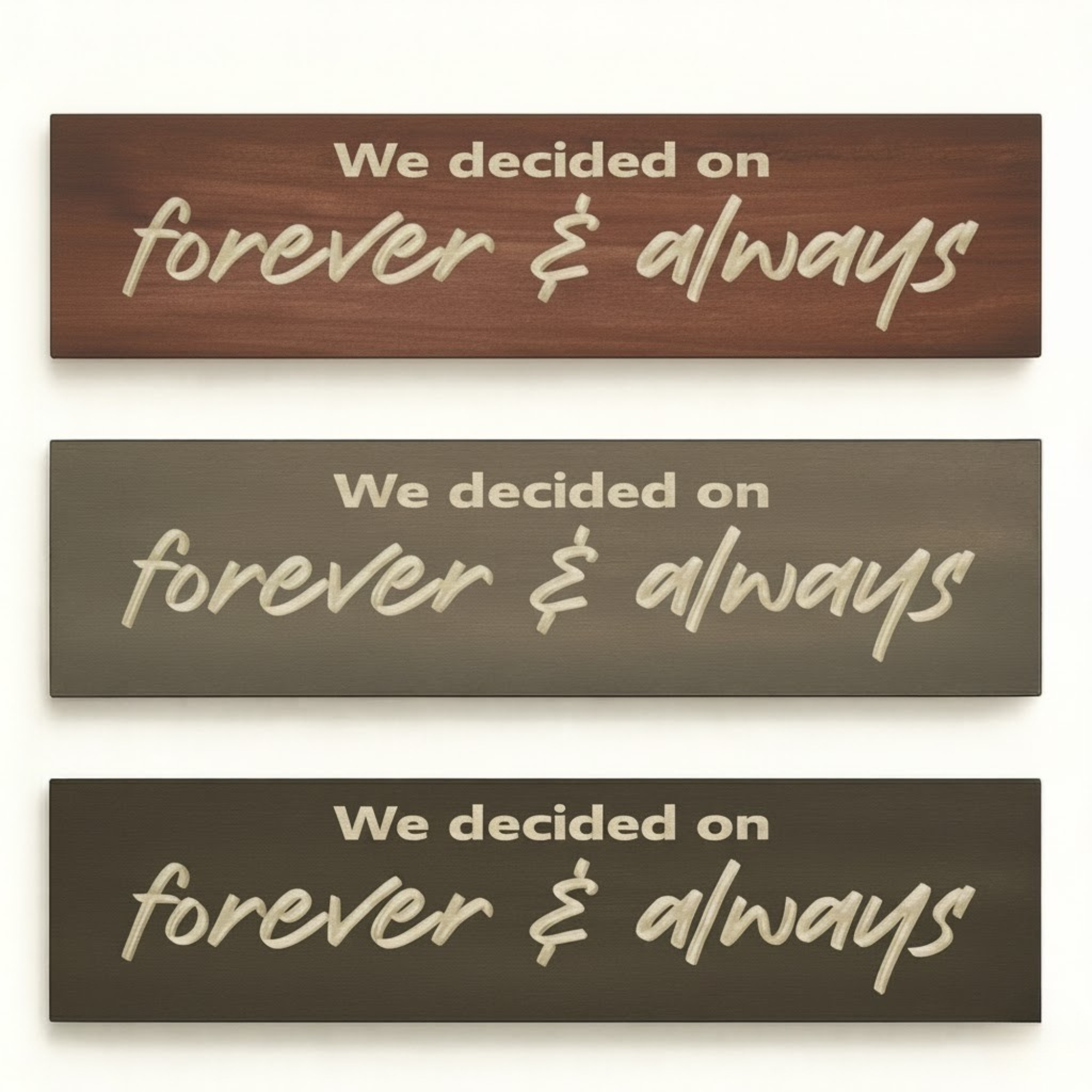 “Forever & Always” wooden signs in multiple finishes, rustic farmhouse wall art