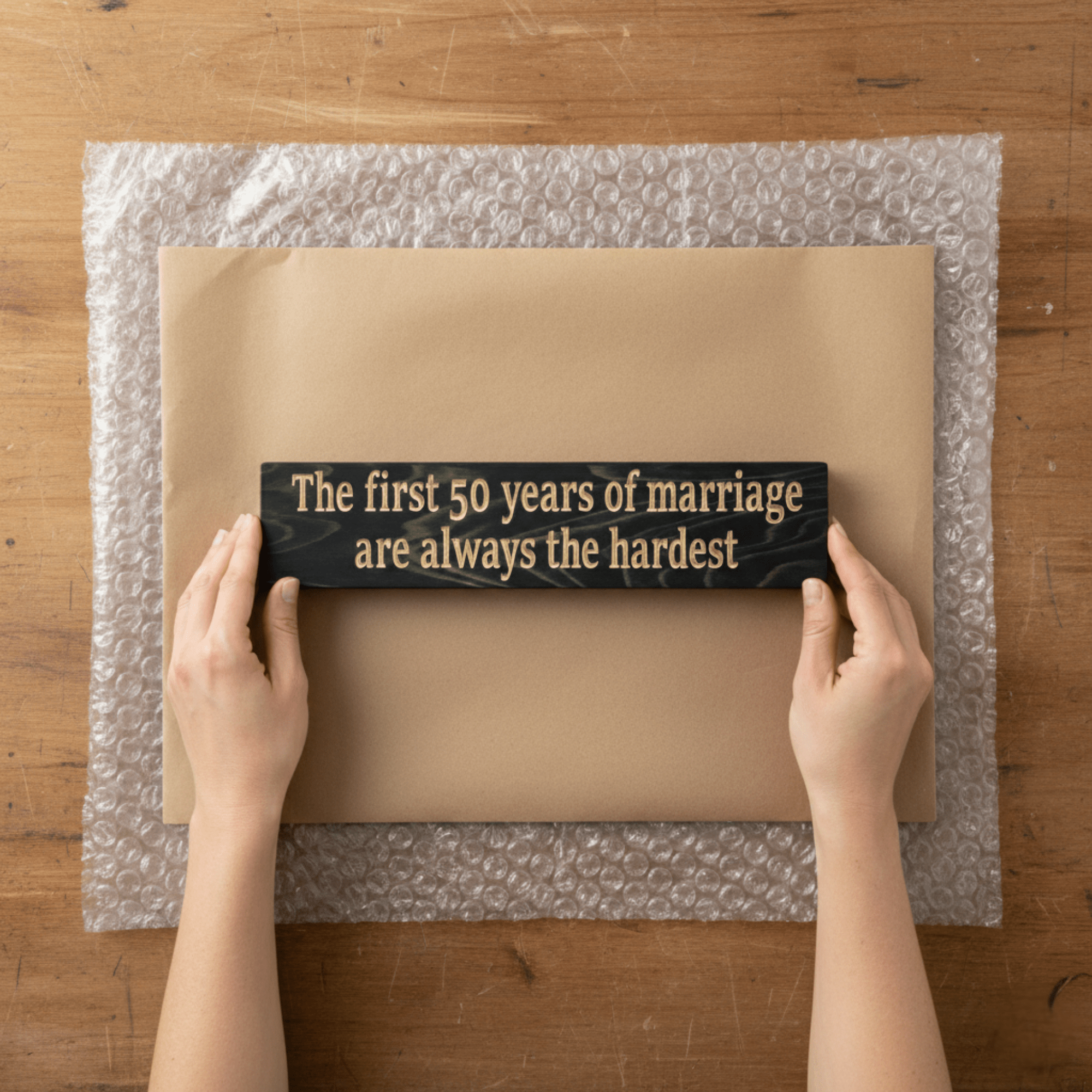 funny-50th-anniversary-carved-wood-sign - funny 50th anniversary carved wood by Bluegrass Gifts