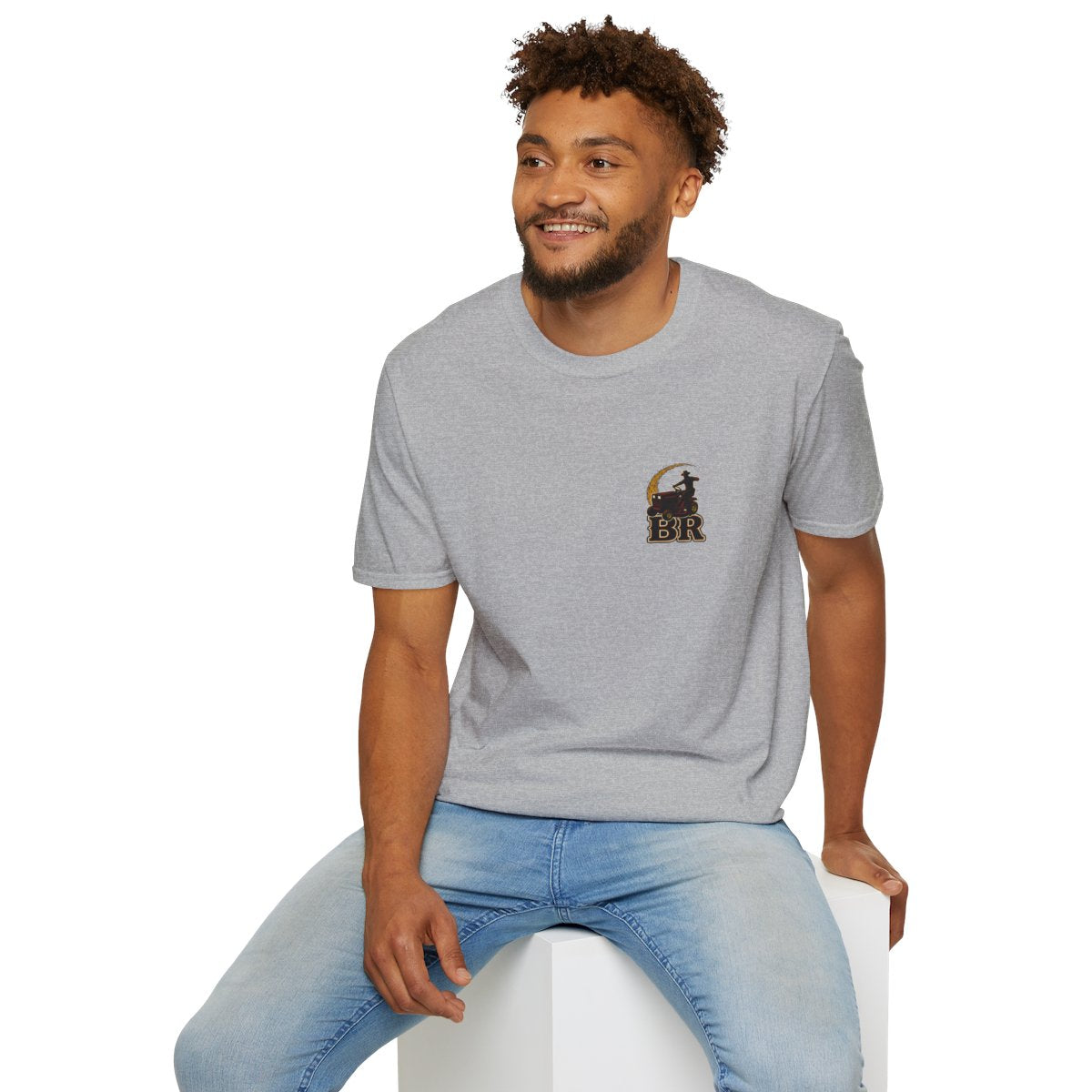 Funny Country Shirt — "Lawn Ranger" Riding Mower Tee in Sport Grey