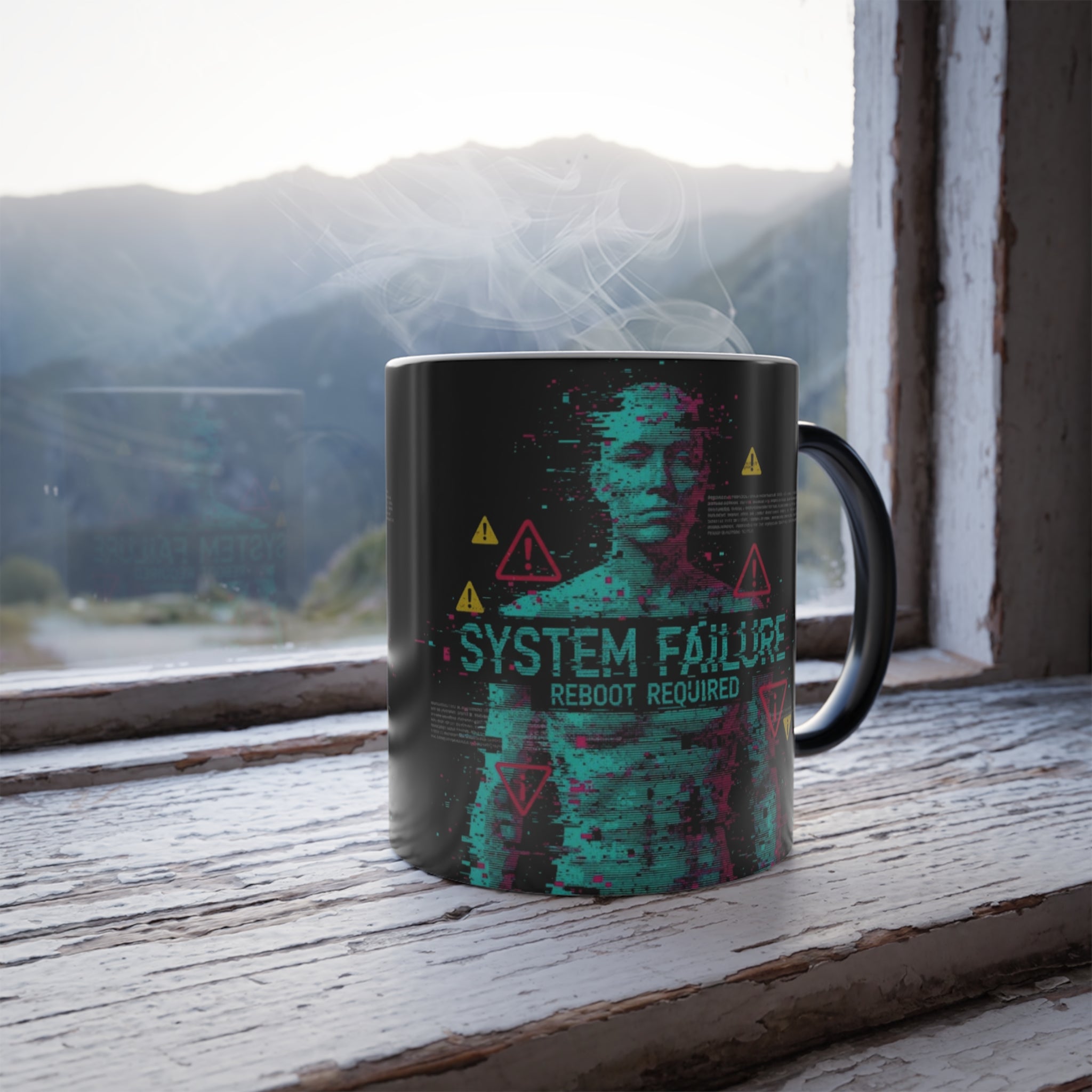 Funny System Failure Magic Mug - funny coffee mug on office desk gift idea by Bluegrass Gifts