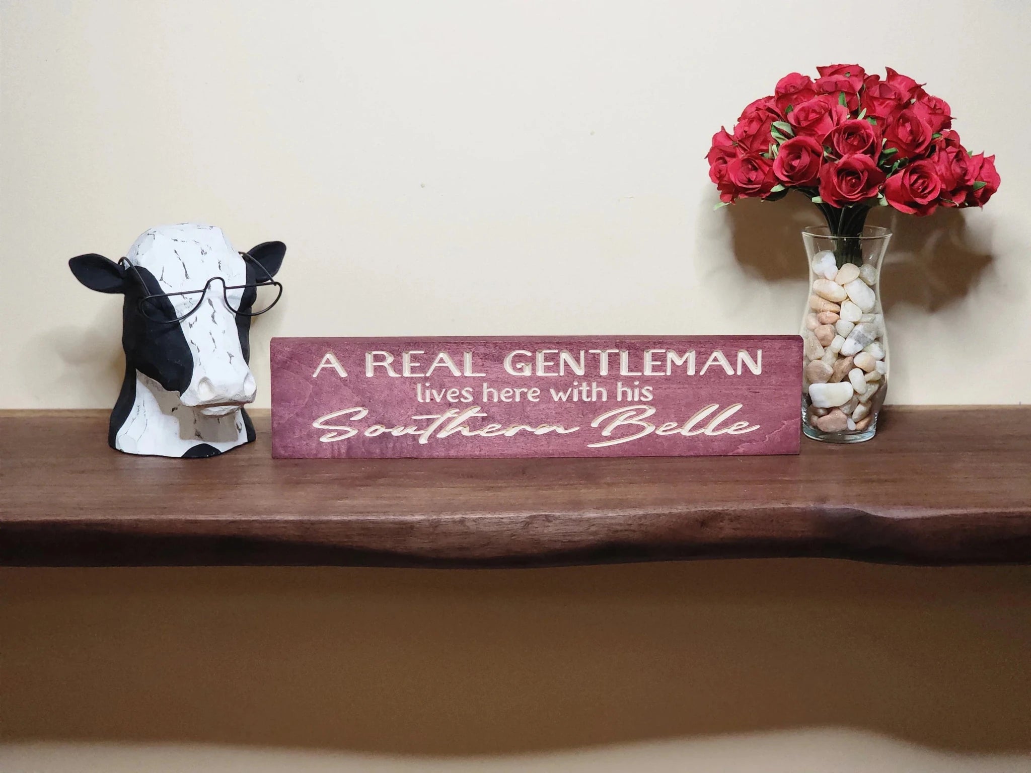 gentleman and southern belle wood sign - romantic wall decor - CNC-carved by Bluegrass Gifts