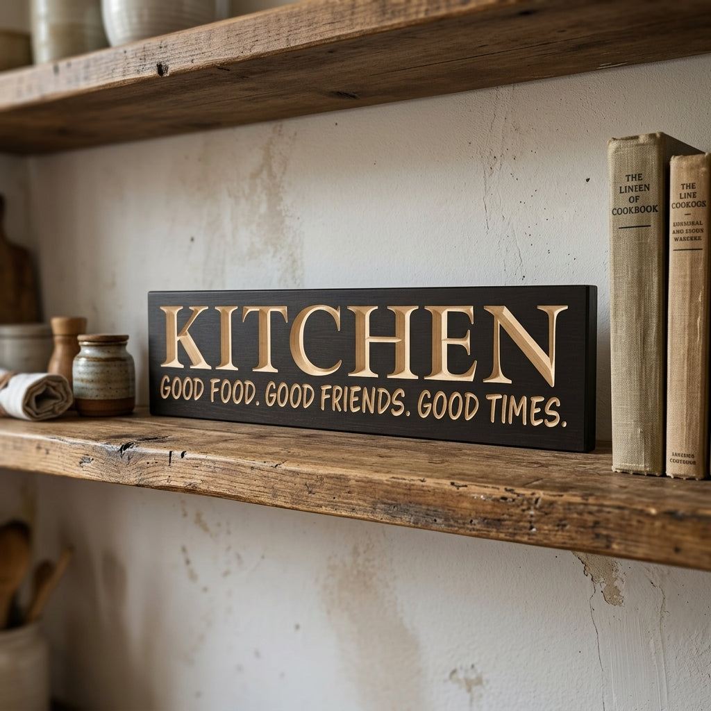 Good Food Good Friends Good Times Sign — Carved Kitchen